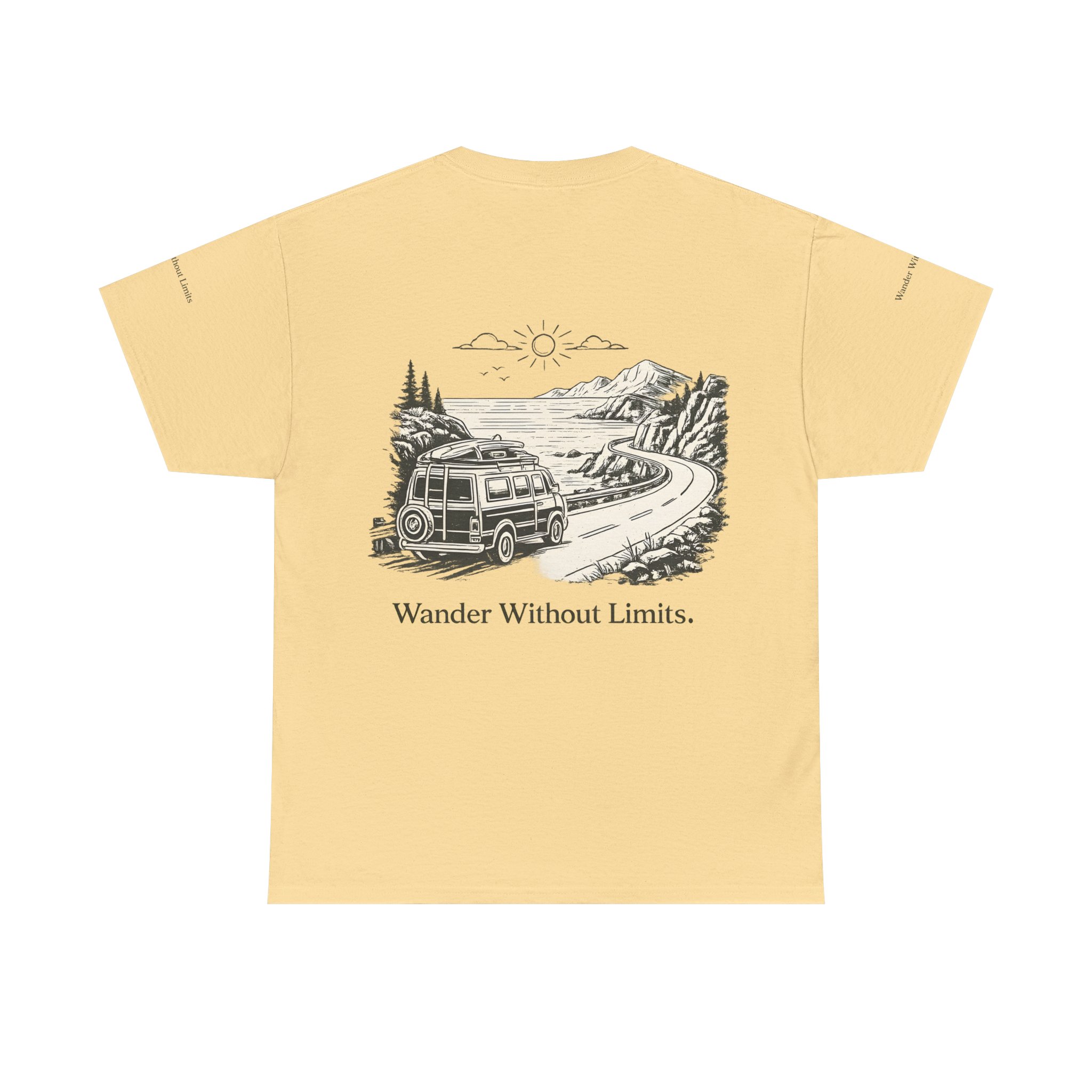 6894405885254785319_2048.jpeg Unisex Heavy Cotton Tee — "Wander Without Limits" Design Minimal-Line