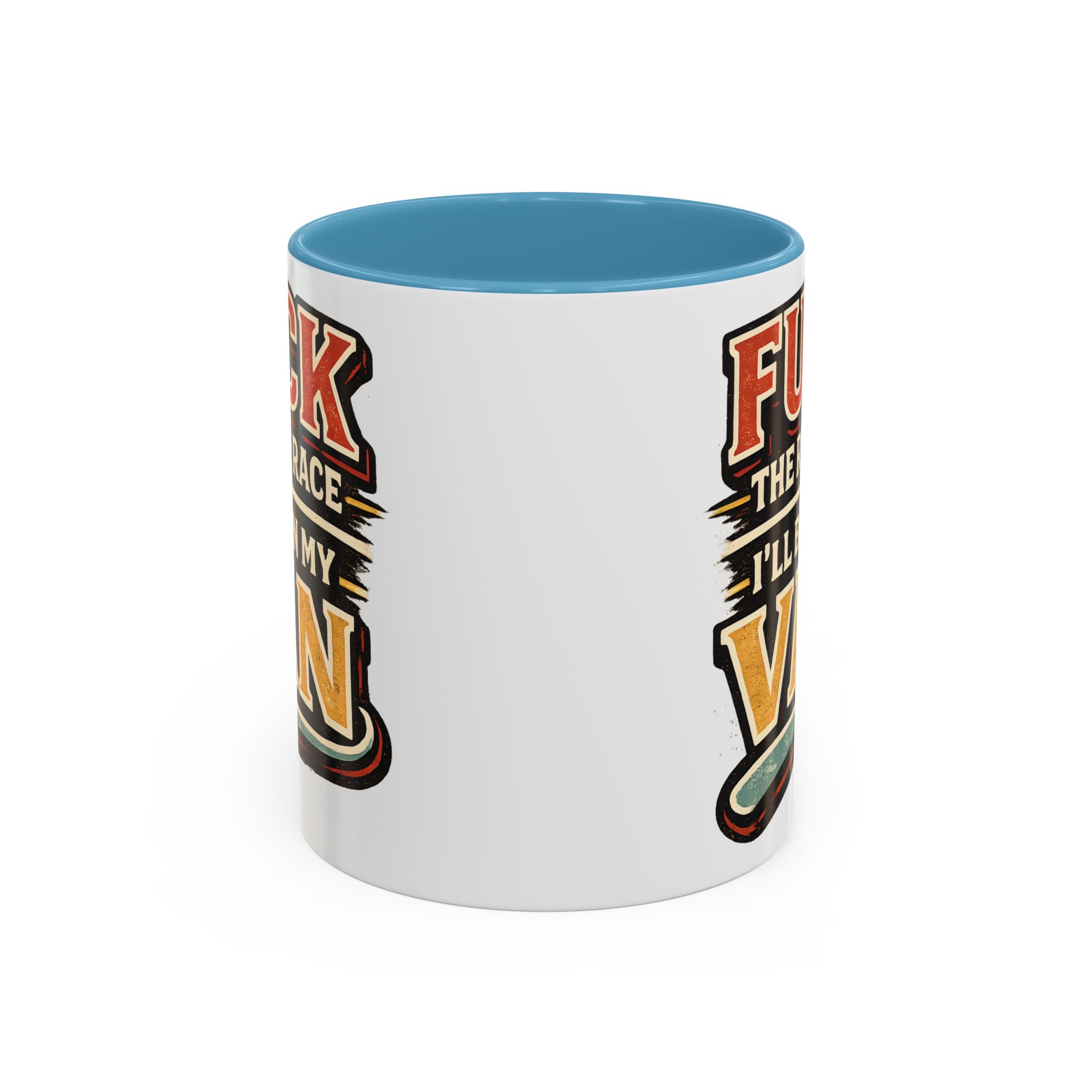 Accent Coffee Mug (11, 15oz) — "Fuck The Rat Race" Design F**K-Line