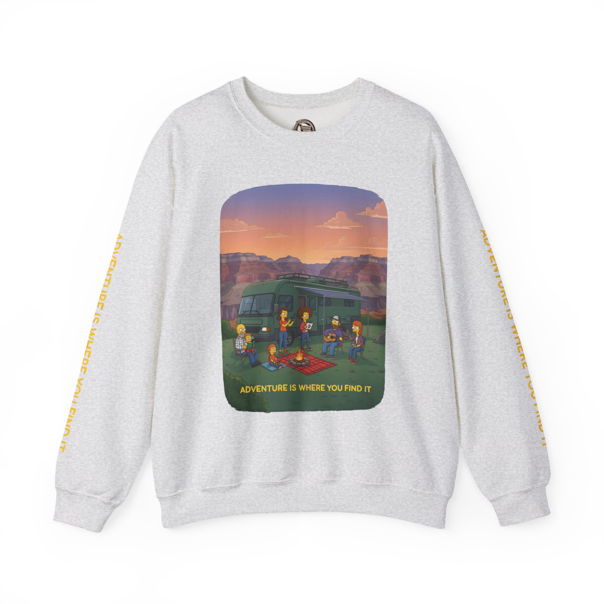 Unisex Heavy Blend™ Crewneck Sweatshirt — "Adventure Is Where You Find It" Design Sitcom-Line