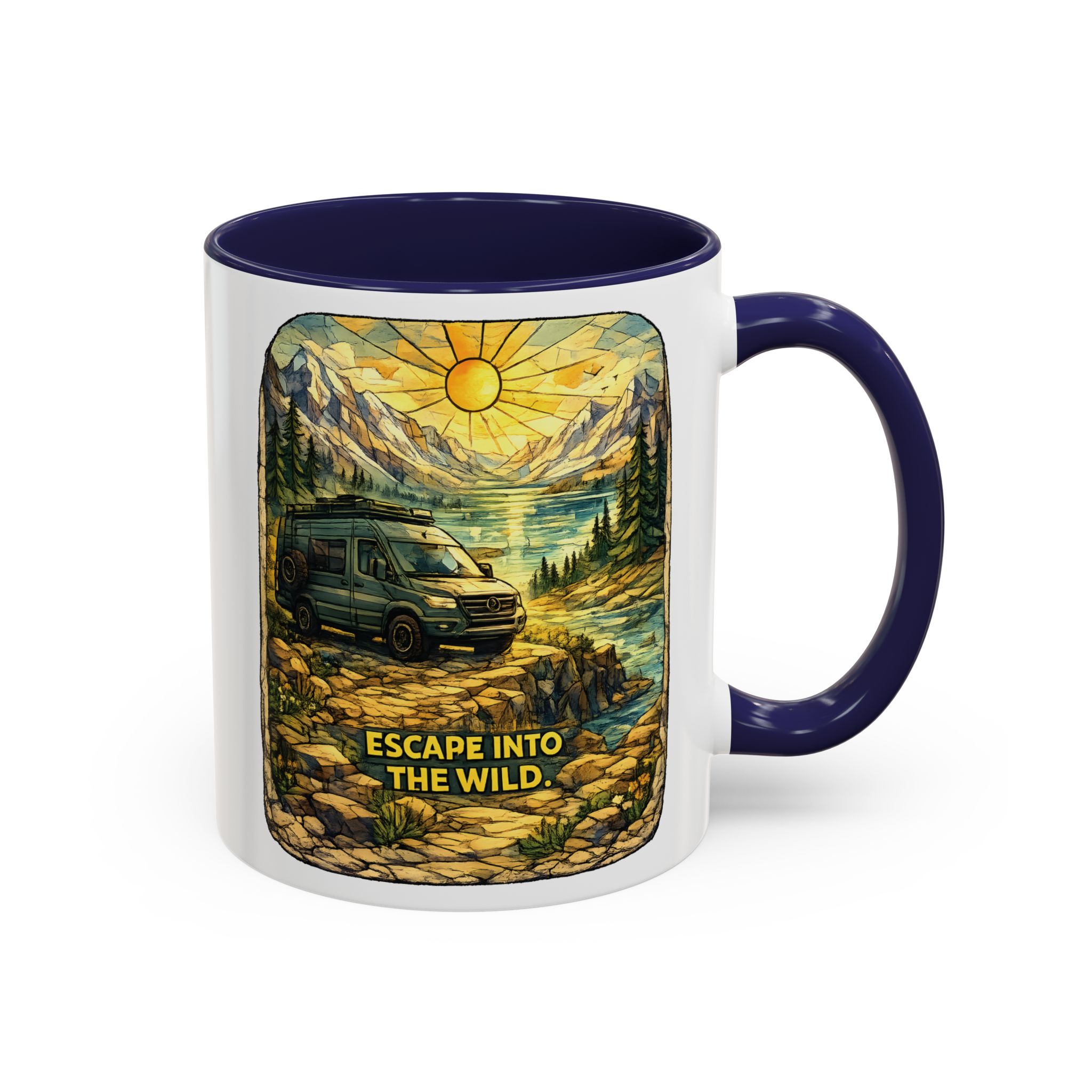 Accent Coffee Mug (11, 15oz) — "Escape Into The Wild" Design Cubic-Line