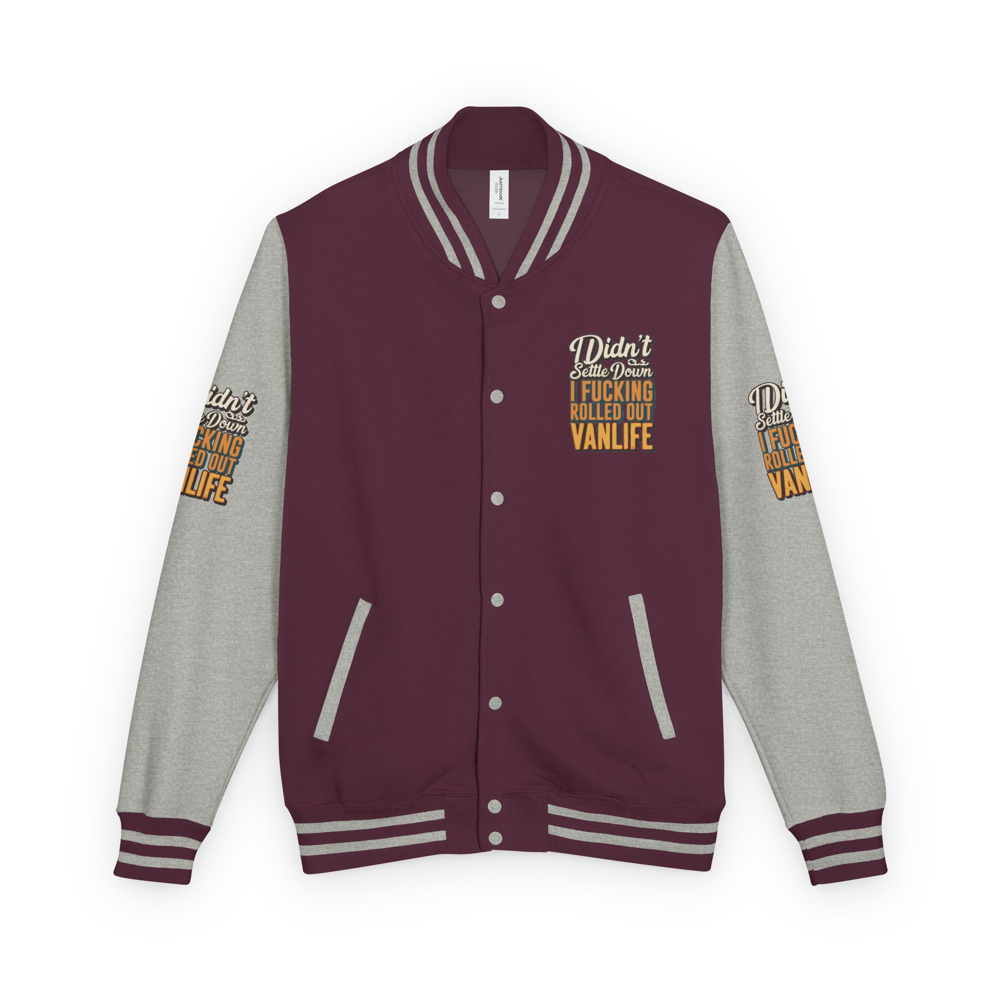 6904245579683798079_2048-1.jpeg Unisex Heavyweight Letterman Jacket — "Dind´t Settle Down" Design F**K-Line