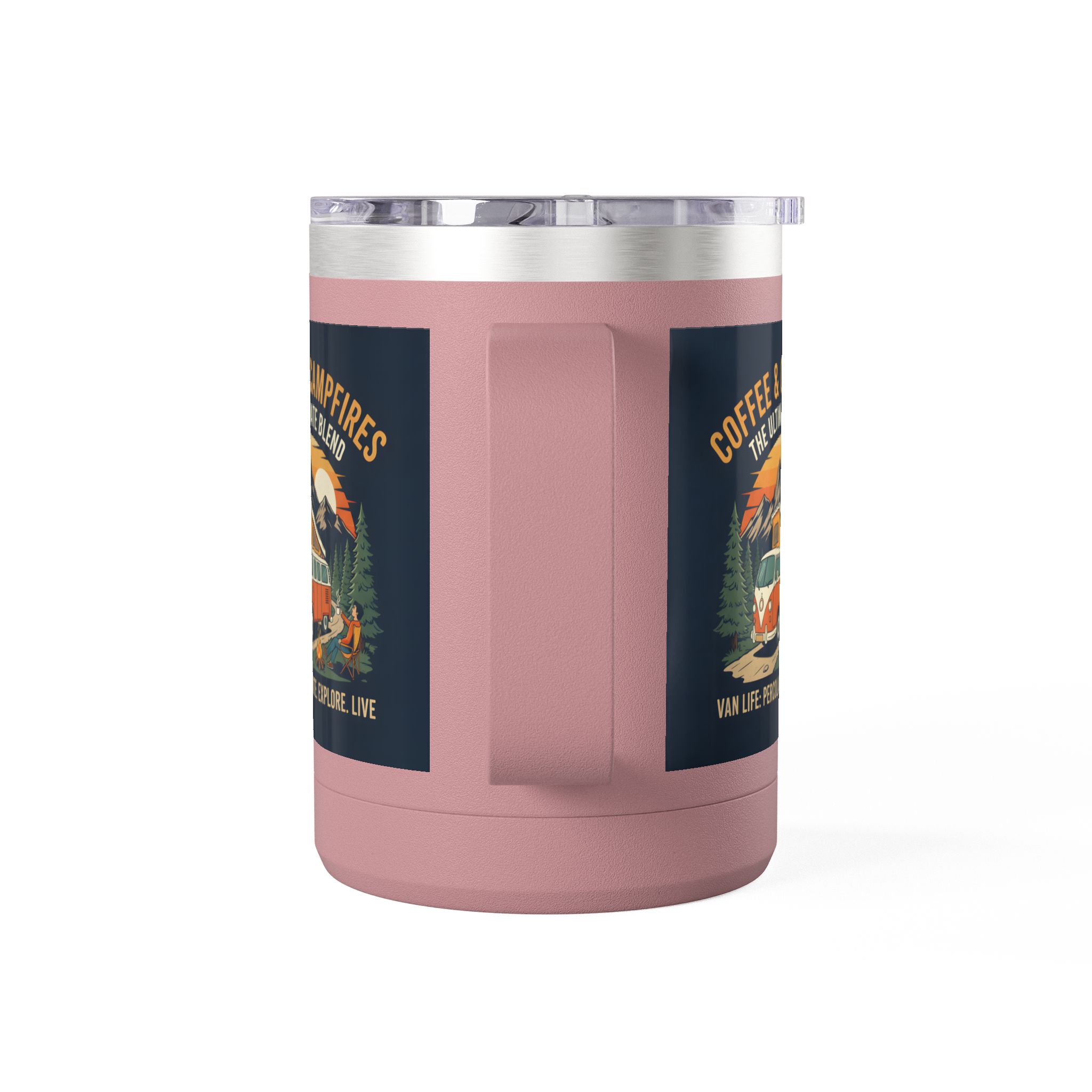 Coffee Mug Tumbler, 15oz — “Coffee & Campfires: The Ultimate Blend”