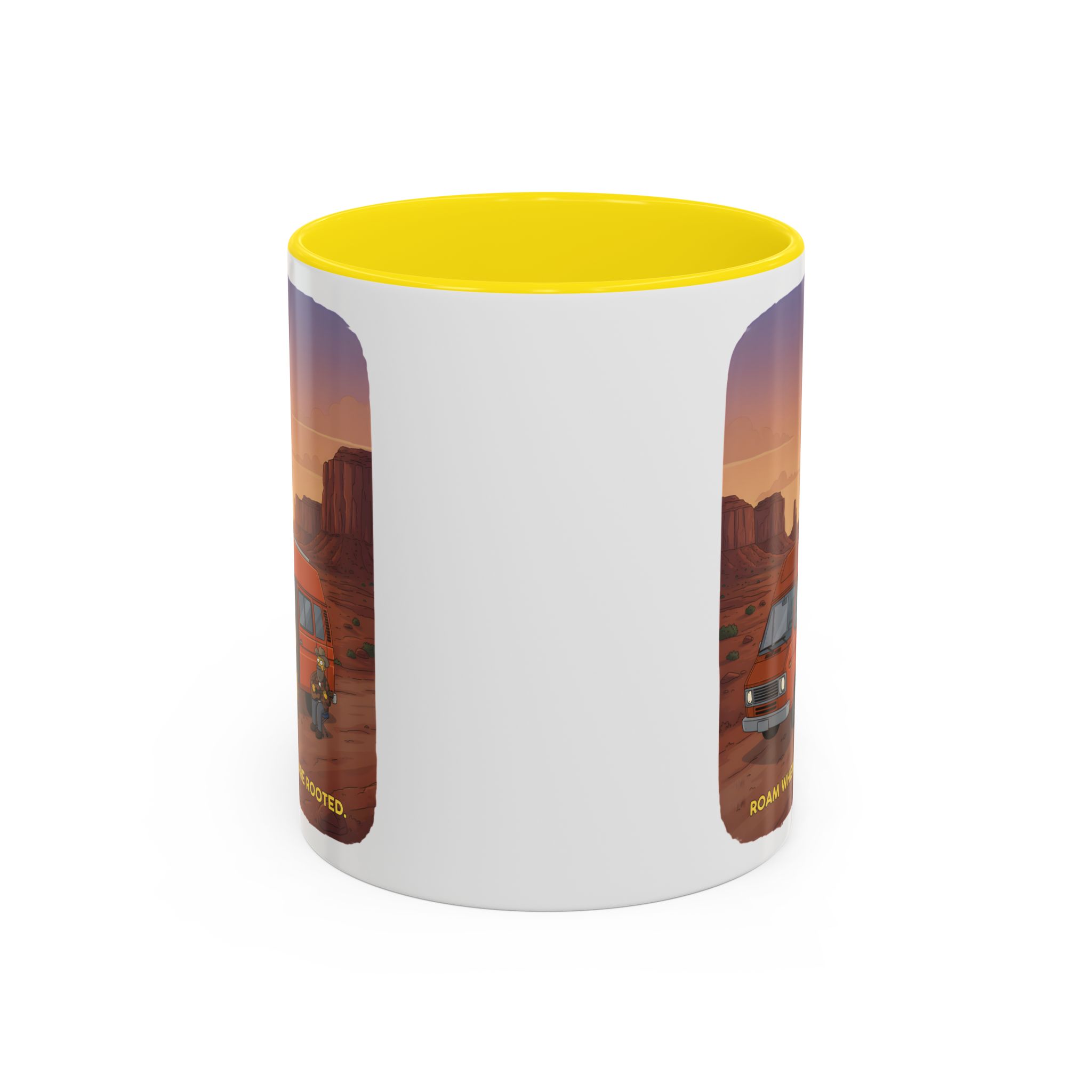 Accent Coffee Mug (11, 15oz) — "Roam Where You Are Rooted" Design Sitcom-Line