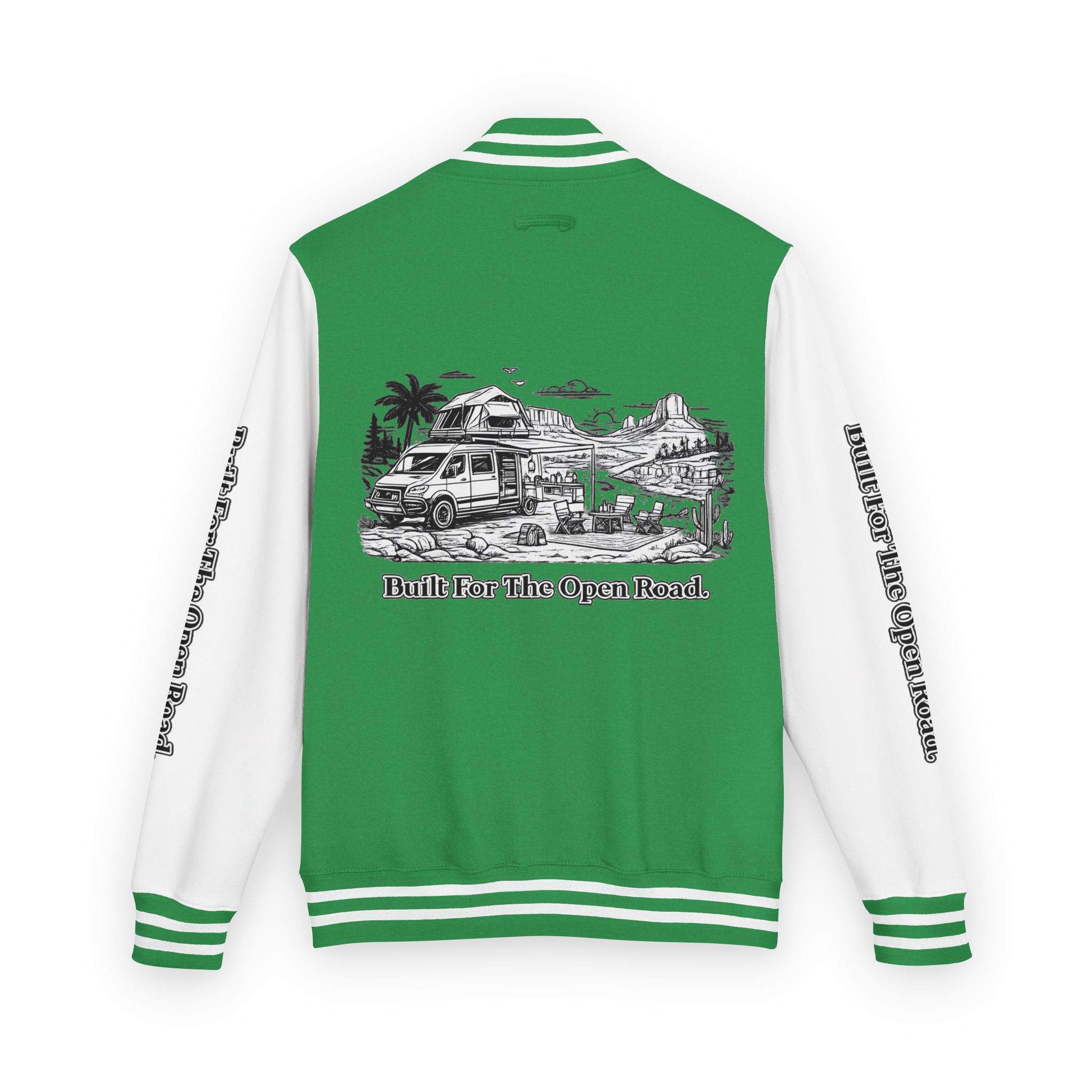 Unisex Heavyweight Letterman Jacket — "Built For The Open Road" Travel Varsity Coat