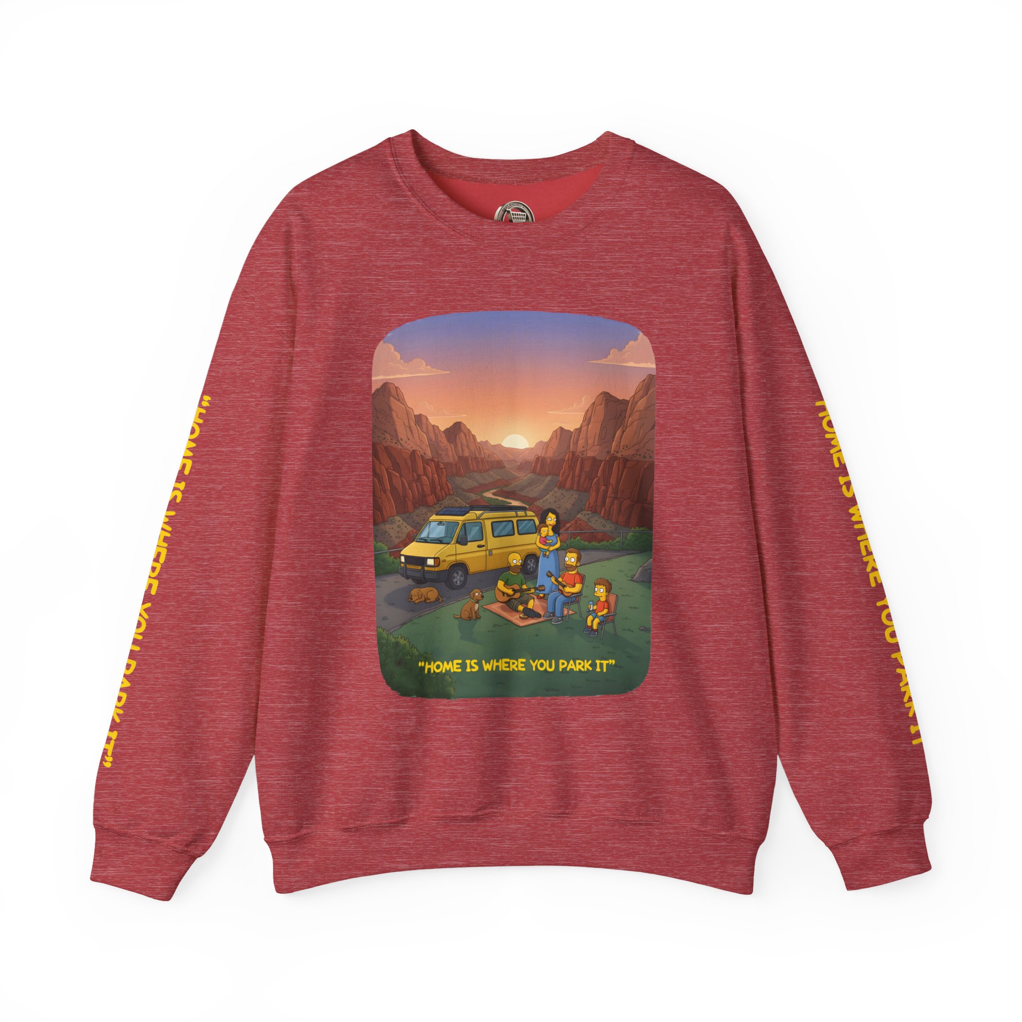 Unisex Heavy Blend™ Crewneck Sweatshirt — "Home Is Where You Park It" Design Sitcom-Line