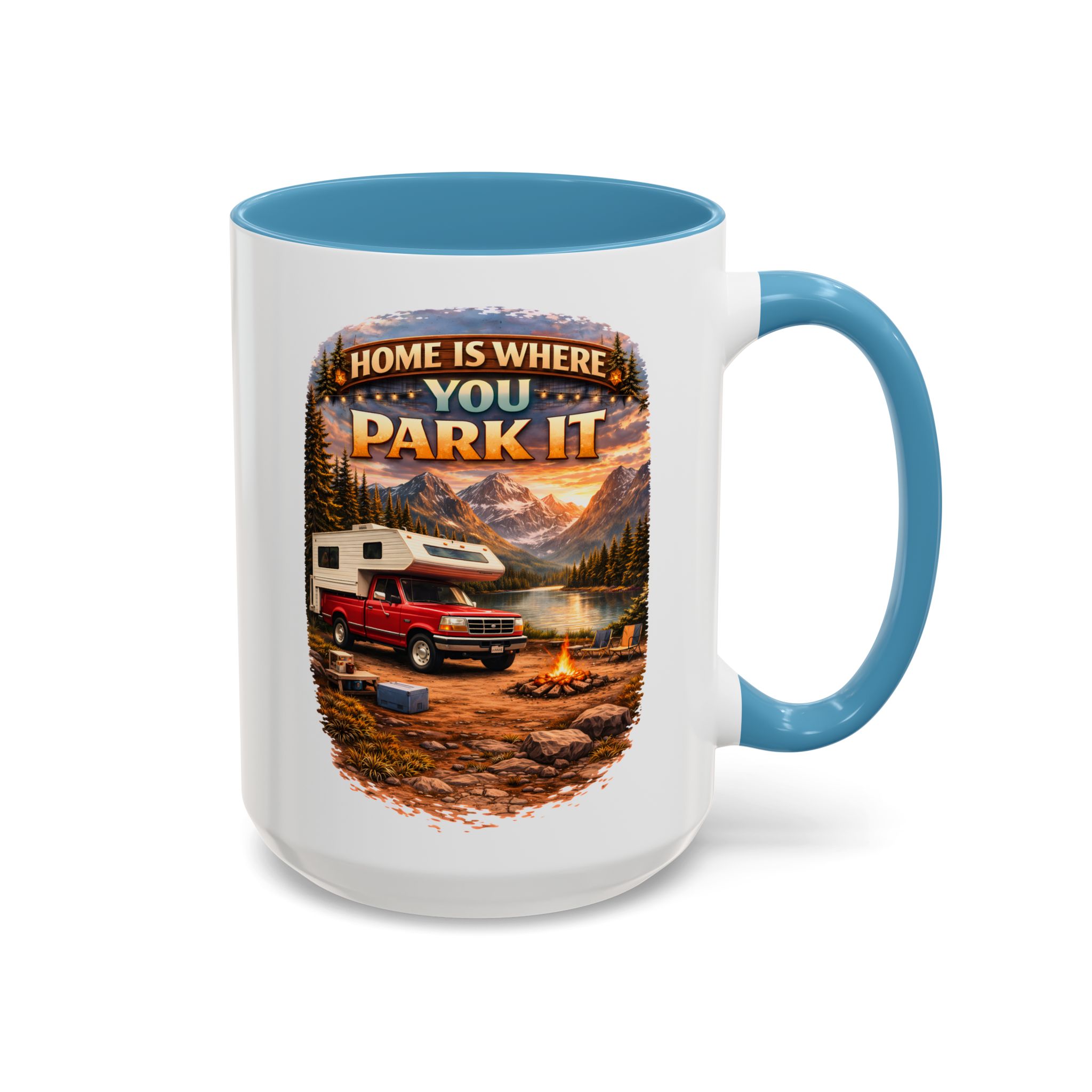 Accent Coffee Mug (11, 15oz) — "Home Is Where You Park It" Design Scenic-Line