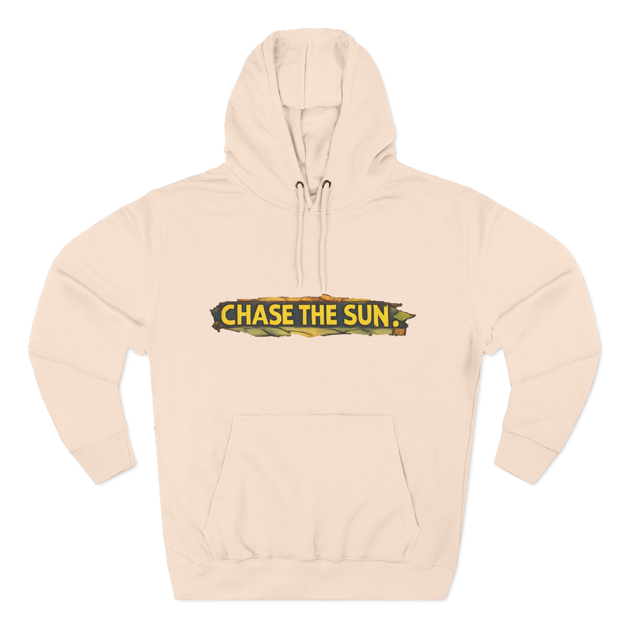 Three-Panel Fleece Hoodie - "Chase The Sun" Design Cubic-Line