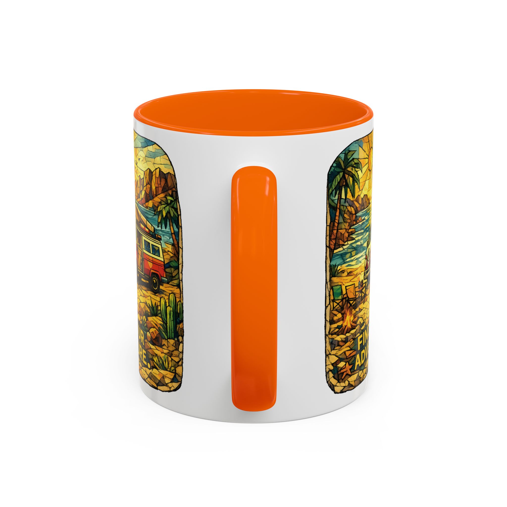 Accent Coffee Mug (11, 15oz) — ""Find Your Adventure"" Design Cubic-Line