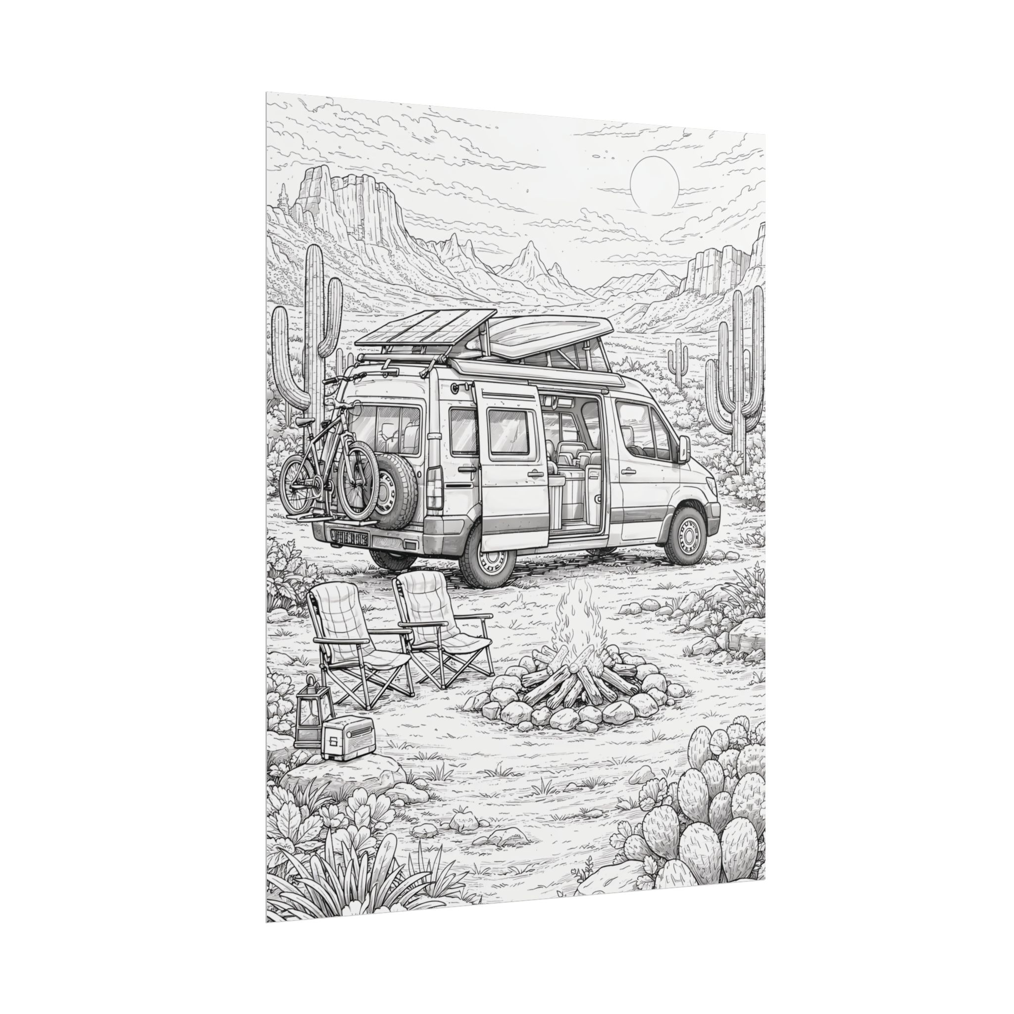 Campervan Poster — Vintage RV Camping Landscape Wall Art