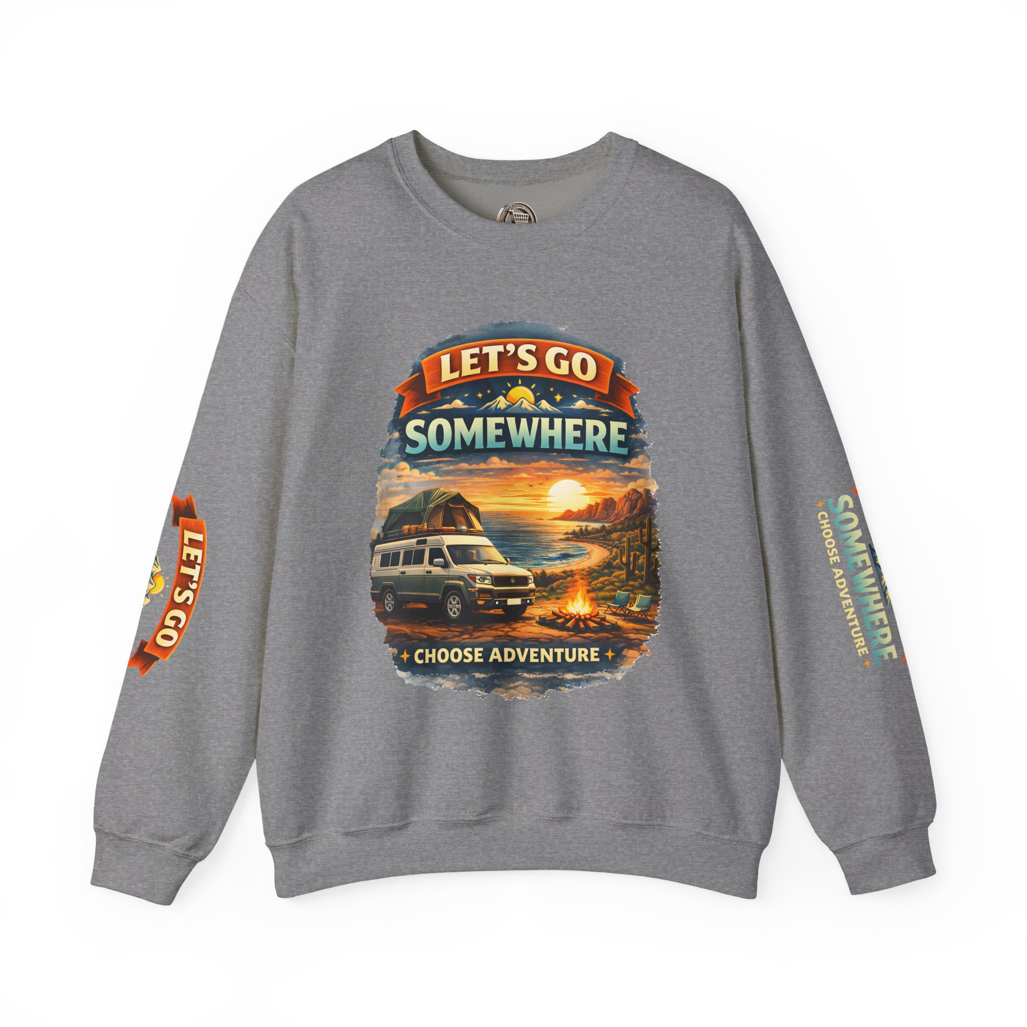 Unisex Heavy Blend™ Crewneck Sweatshirt — "Lets Go Somewhere" Design Scenic-Line