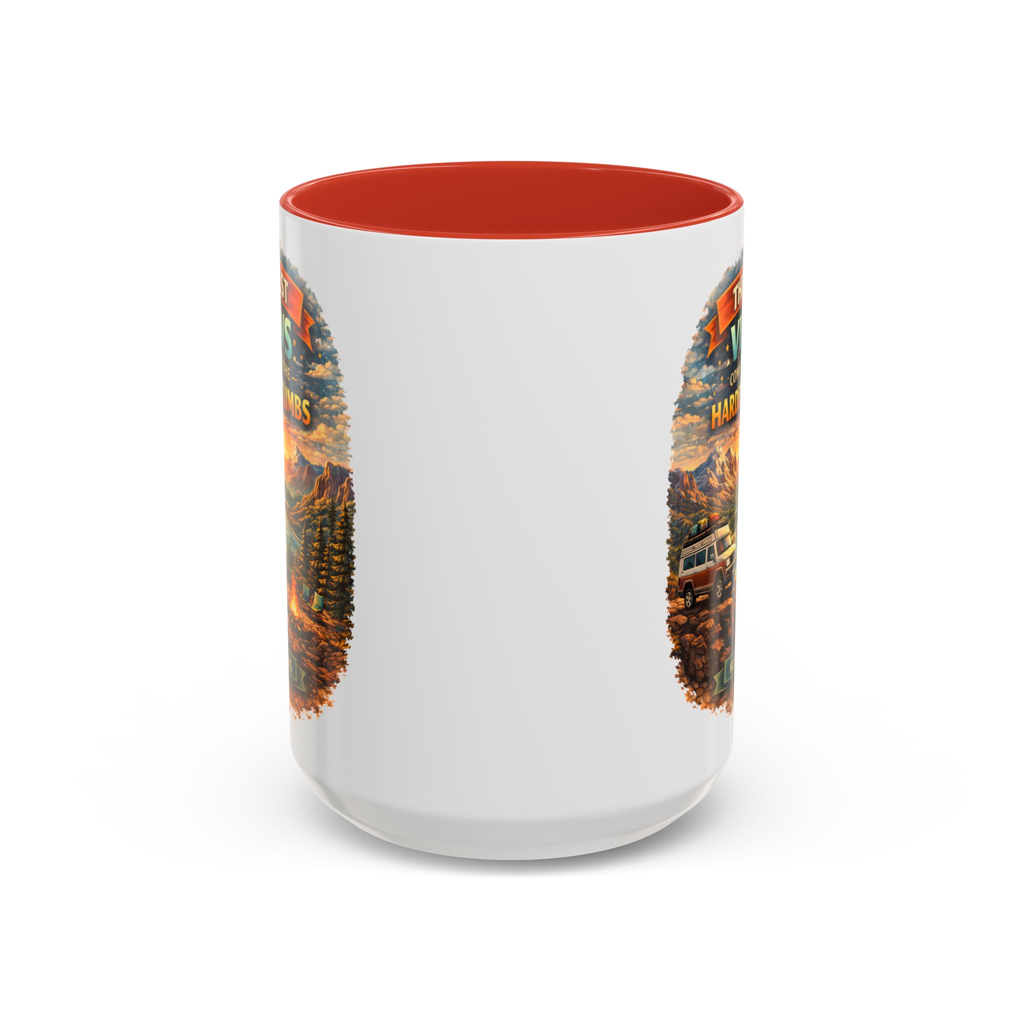 Accent Coffee Mug (11, 15oz) — "The Best Views" Design Scenic-Line