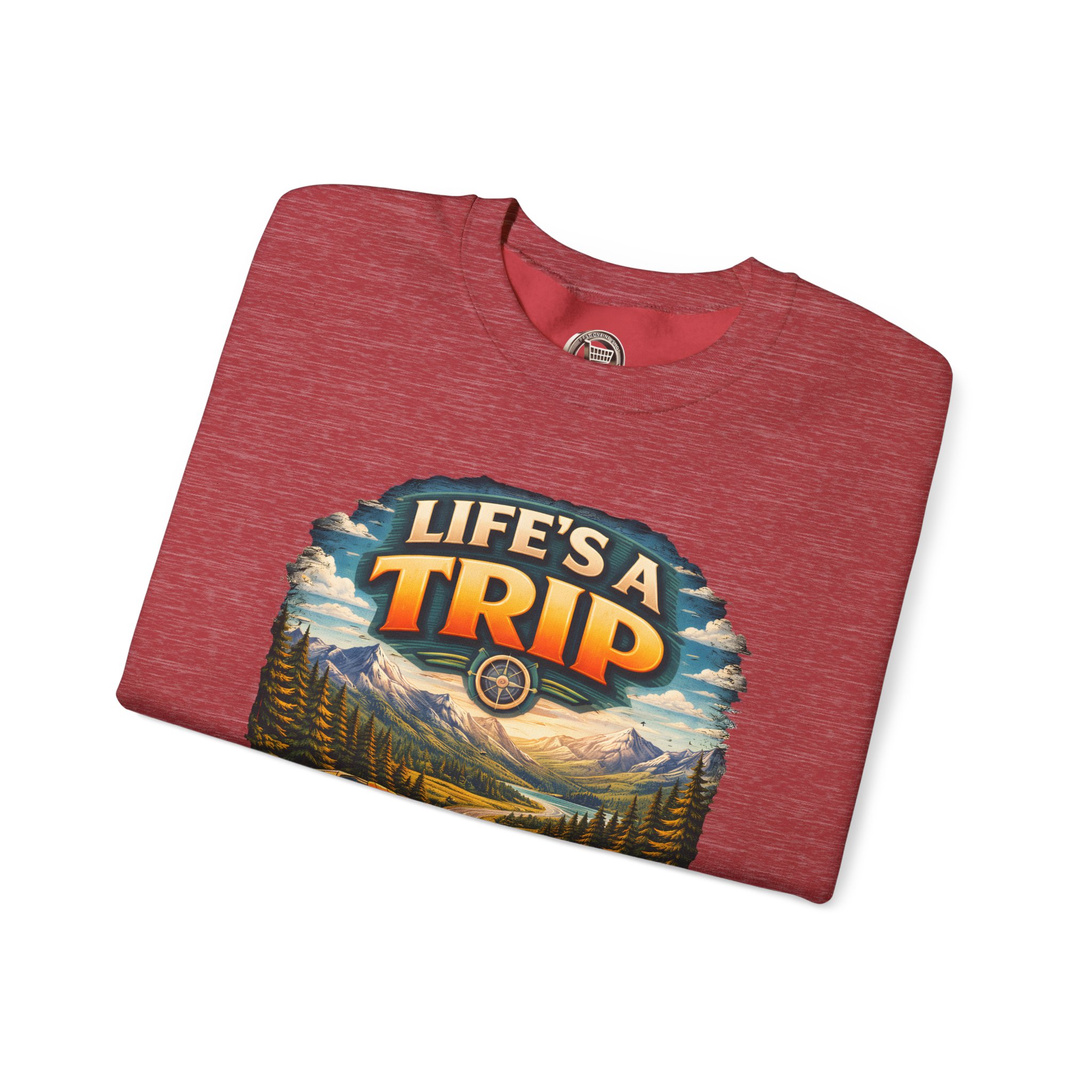 Unisex Heavy Blend™ Crewneck Sweatshirt — "Life s A Trip" Design Scenic-Line