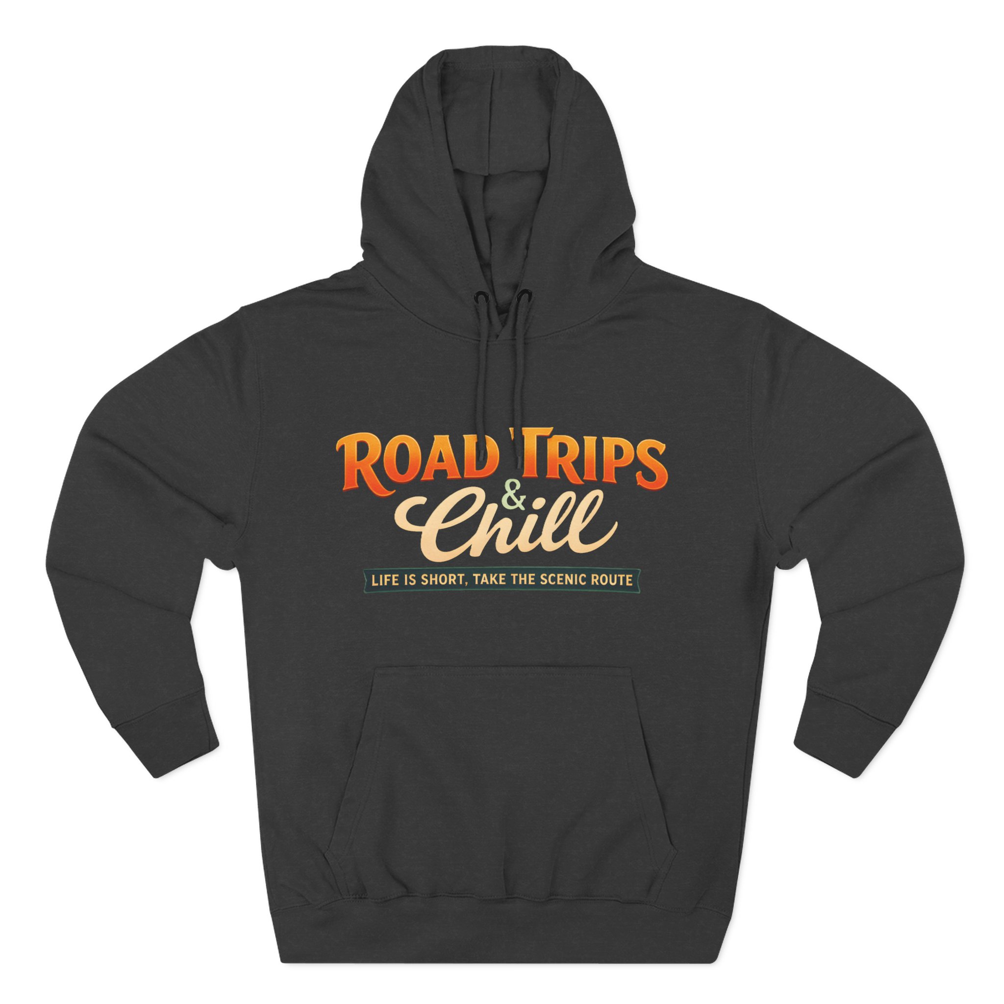Three-Panel Fleece Hoodie - "Road Trips & Chill" Design Scenic-Line