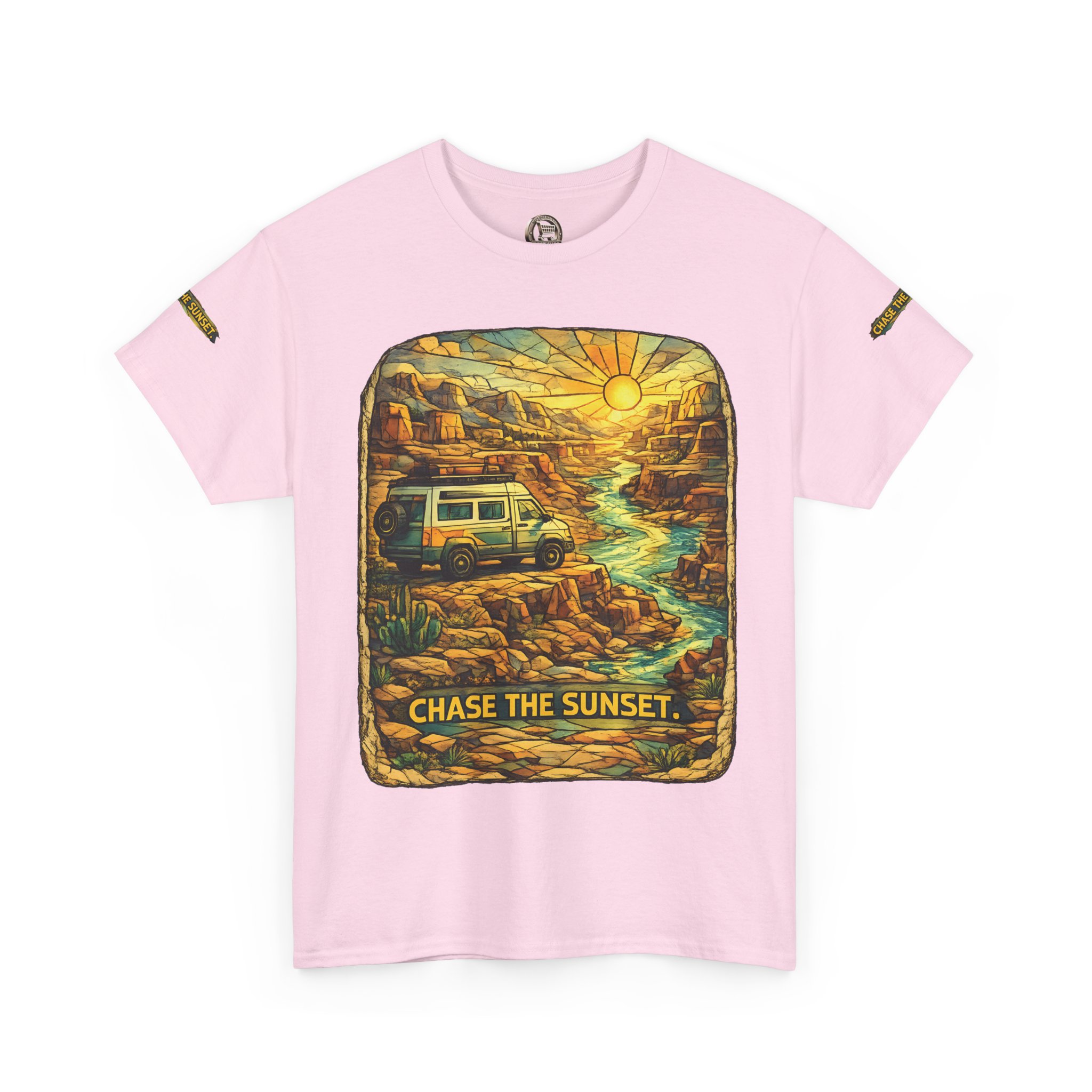 6954819360275162651_2048.jpeg Unisex Heavy Cotton Tee — "Chase The Sunset" Design Cubic-Line