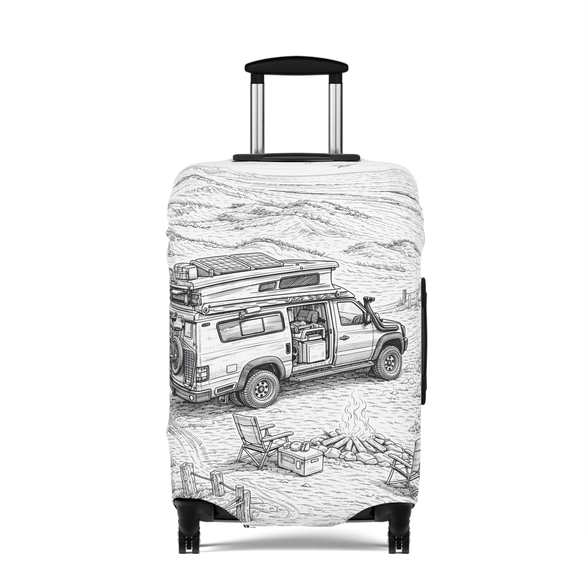 Luggage Cover — Adventure Camper Sketch Travel Suitcase