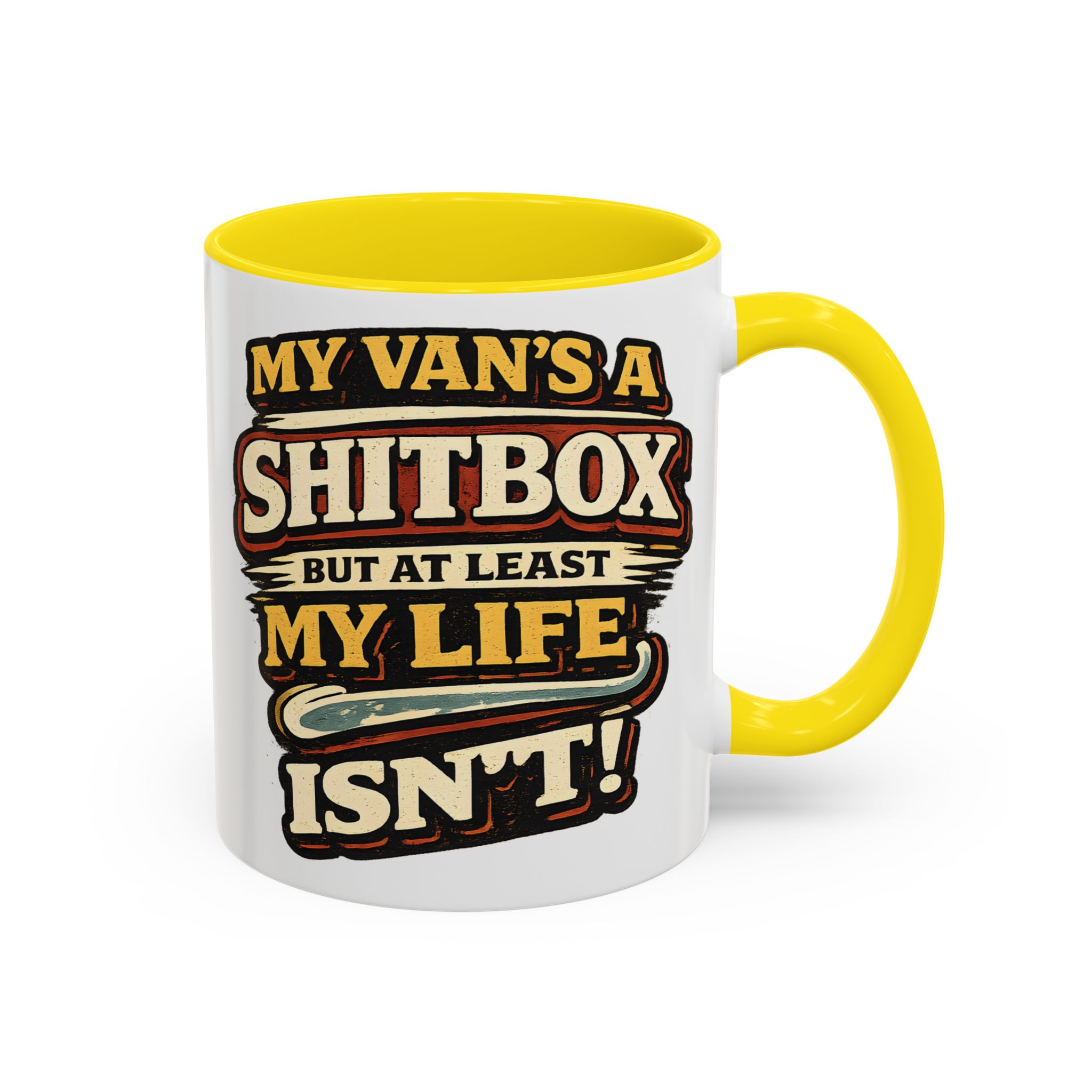 Accent Coffee Mug (11, 15oz) — "My Van`s A Shitbox" Design F**K-Line