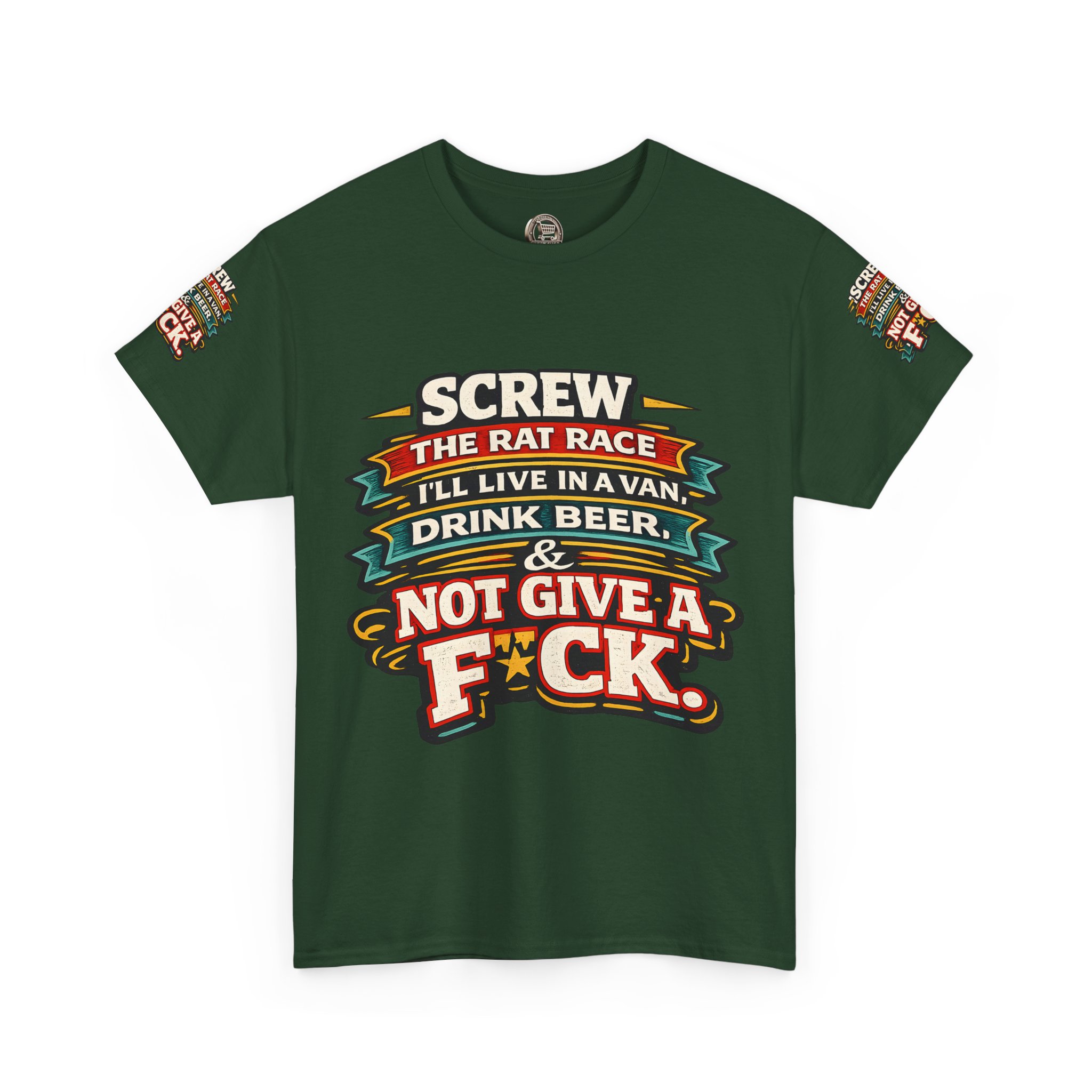 Unisex Heavy Cotton Tee — "Screw The Rat Race" Design F**K-Line