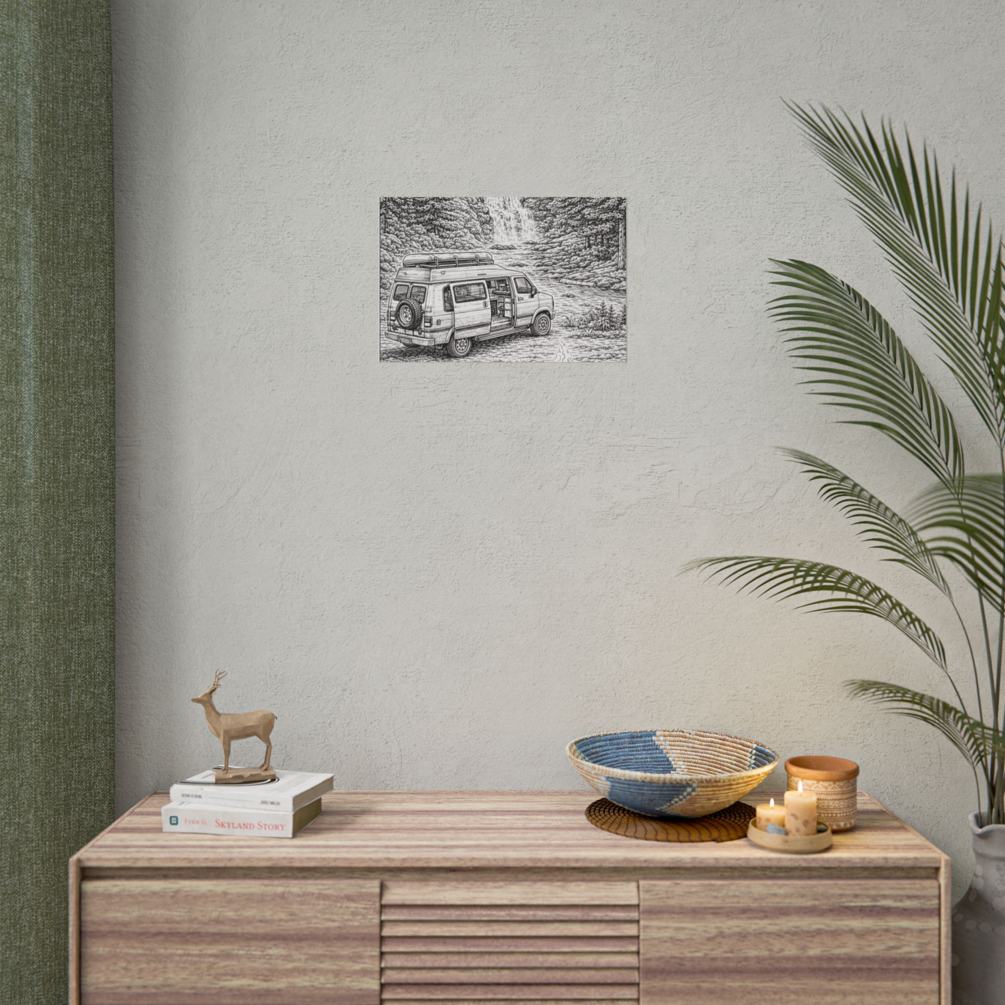 Campervan Poster — Vintage RV Camping Landscape Wall Art