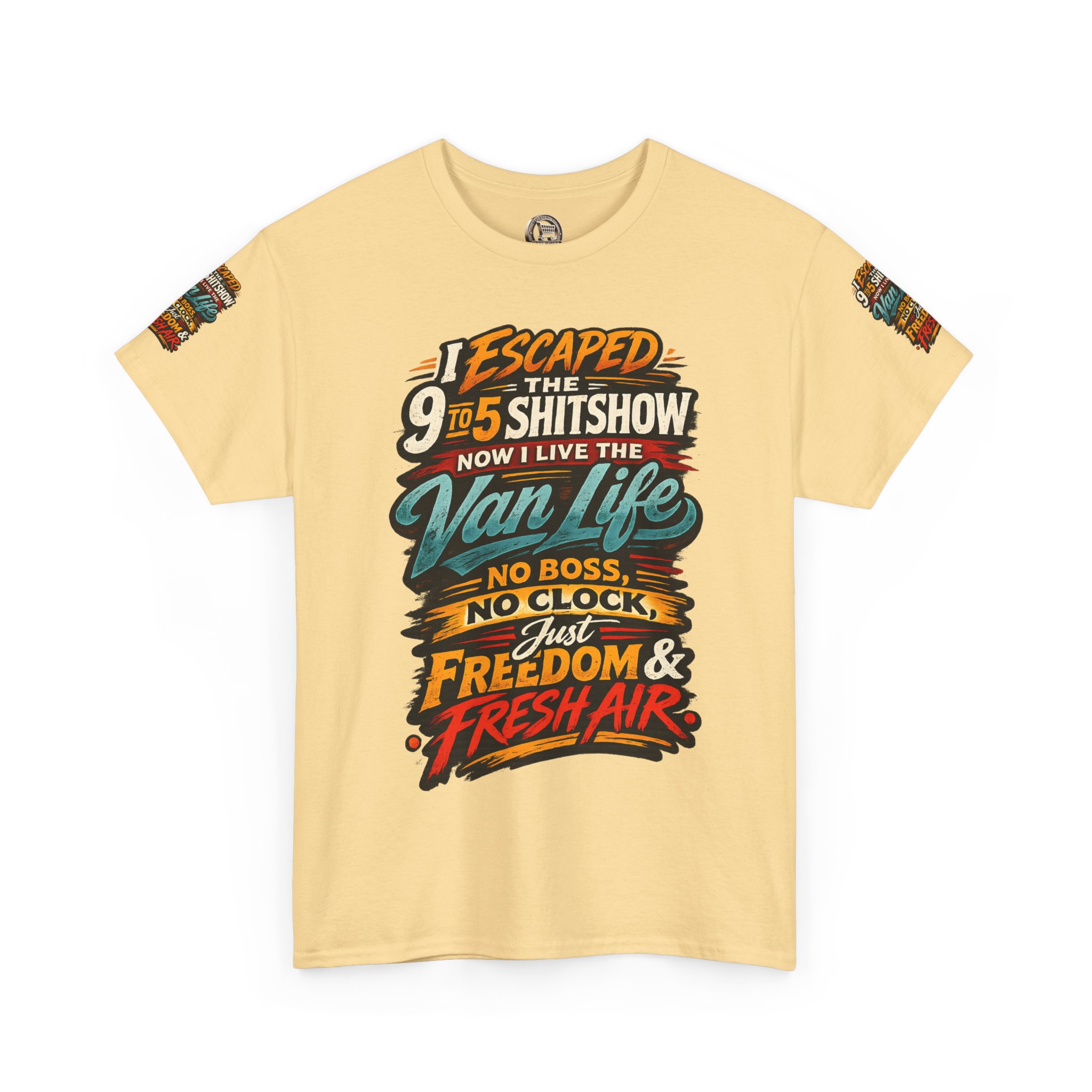 Unisex Heavy Cotton Tee — "I Escaped The 9 To 5" Design F**K-Line