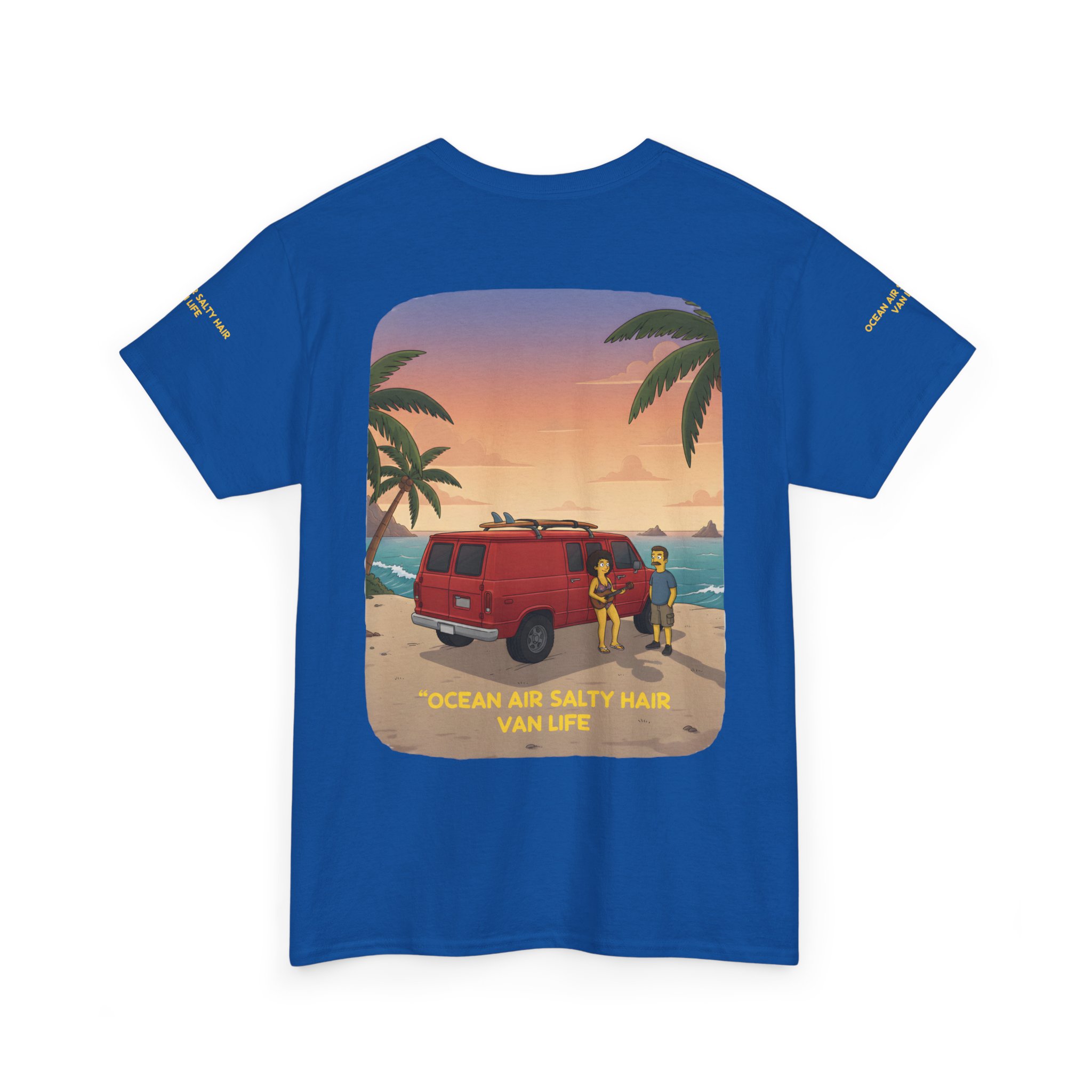 Unisex Heavy Cotton Tee — "Ocean Air Salty Hair Van Life" Design Sitcom-Line