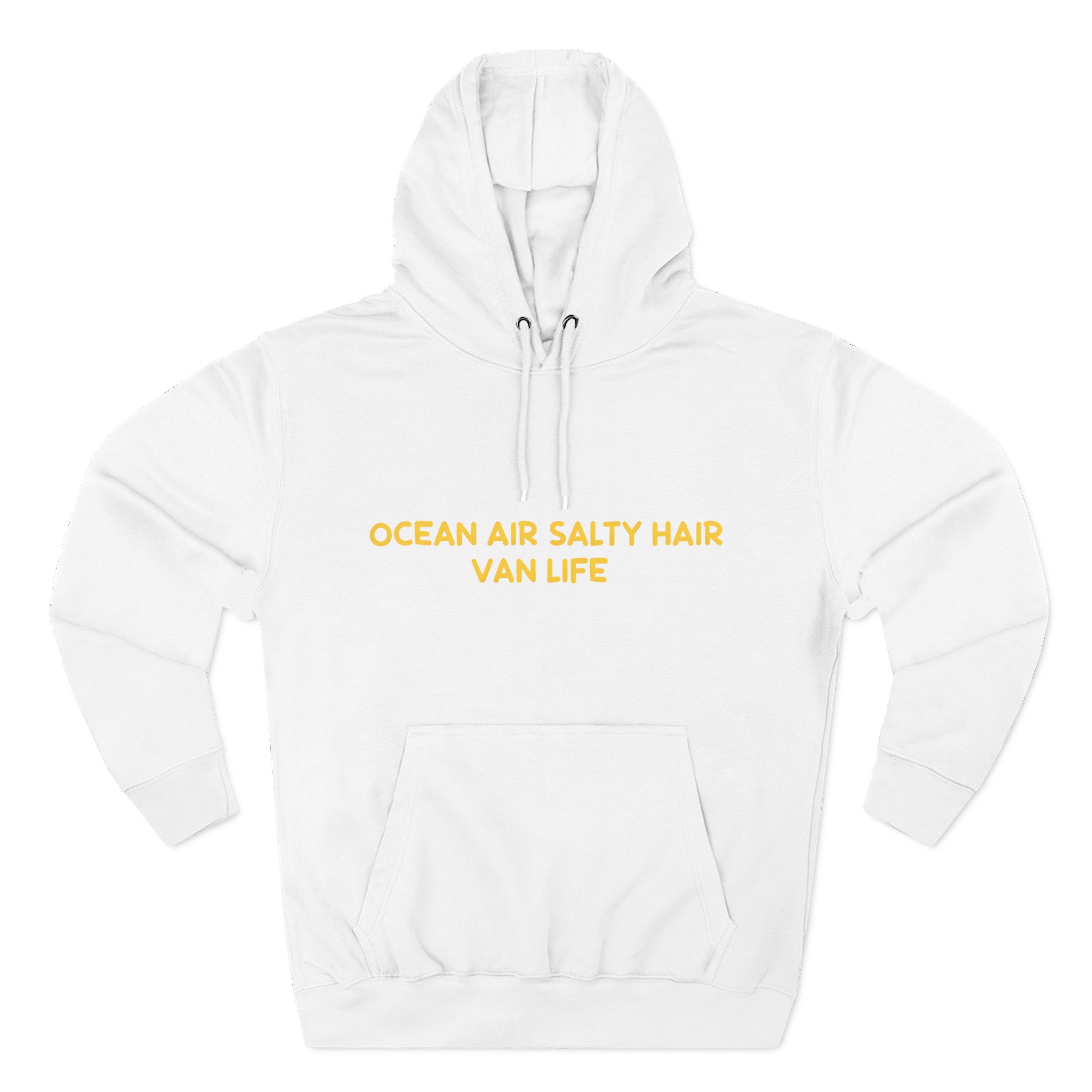 Three-Panel Fleece Hoodie - "Ocean Air Salty Hair Van Life" Design Sitcom-Line