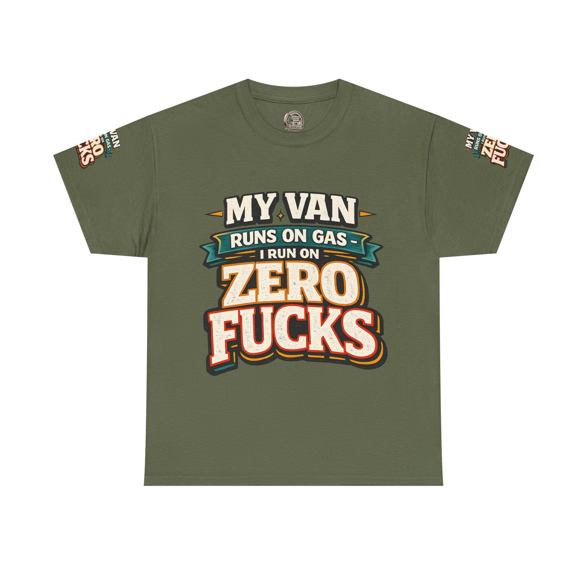 Unisex Heavy Cotton Tee — "My Van Runs On Gas" Design F**K-Line
