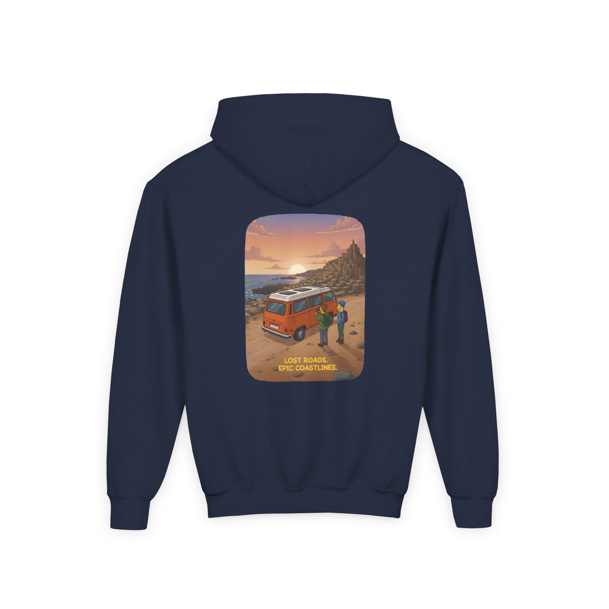 Youth Hoodie(Gildan) – "Lost Roads Epic Coastlines" (Design Sitcom-Line)