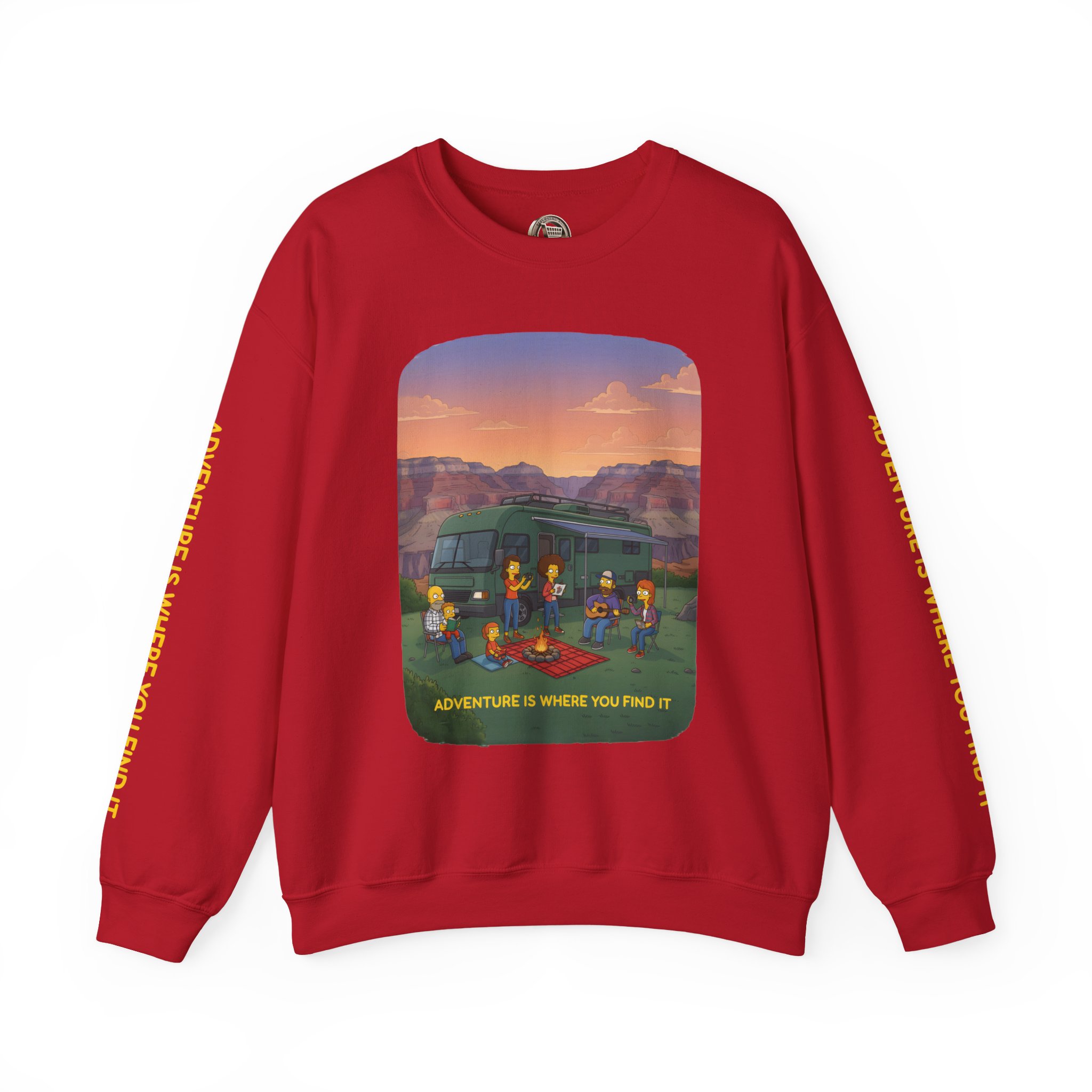 Unisex Heavy Blend™ Crewneck Sweatshirt — "Adventure Is Where You Find It" Design Sitcom-Line