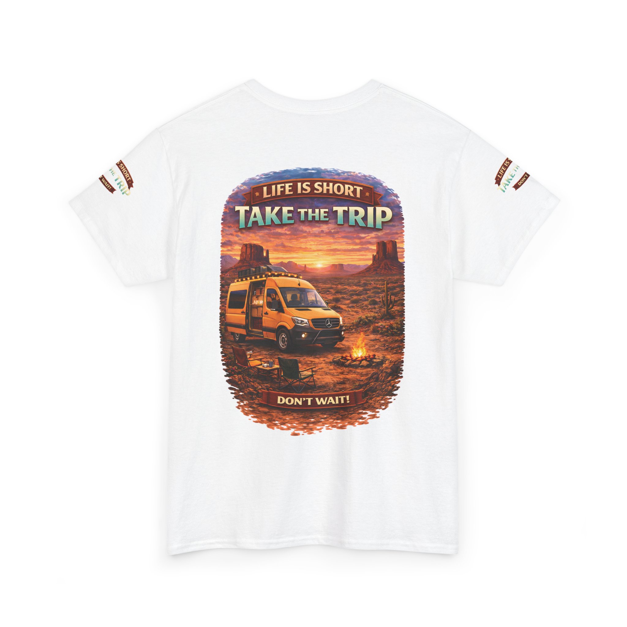 Unisex Heavy Cotton Tee — "Life Is To Short-Take The Trip" Design Scenic-Line