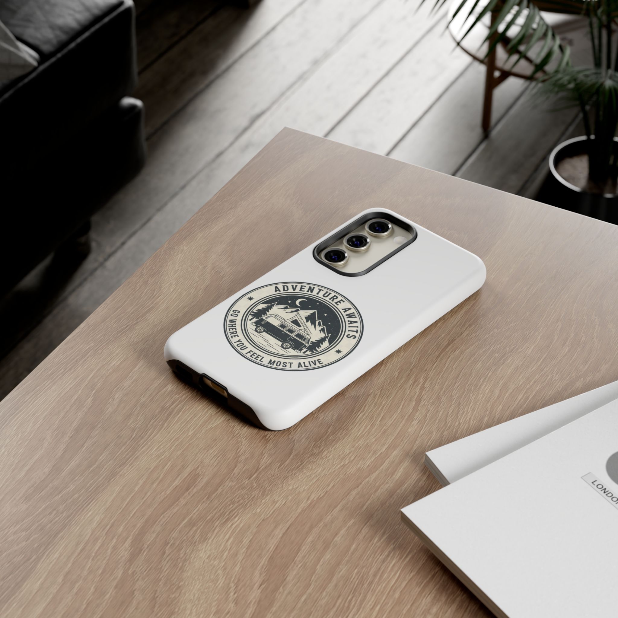 Phone Case — "Adventure Awaits-Go Where You Feel Most Alive" Camper Van Design