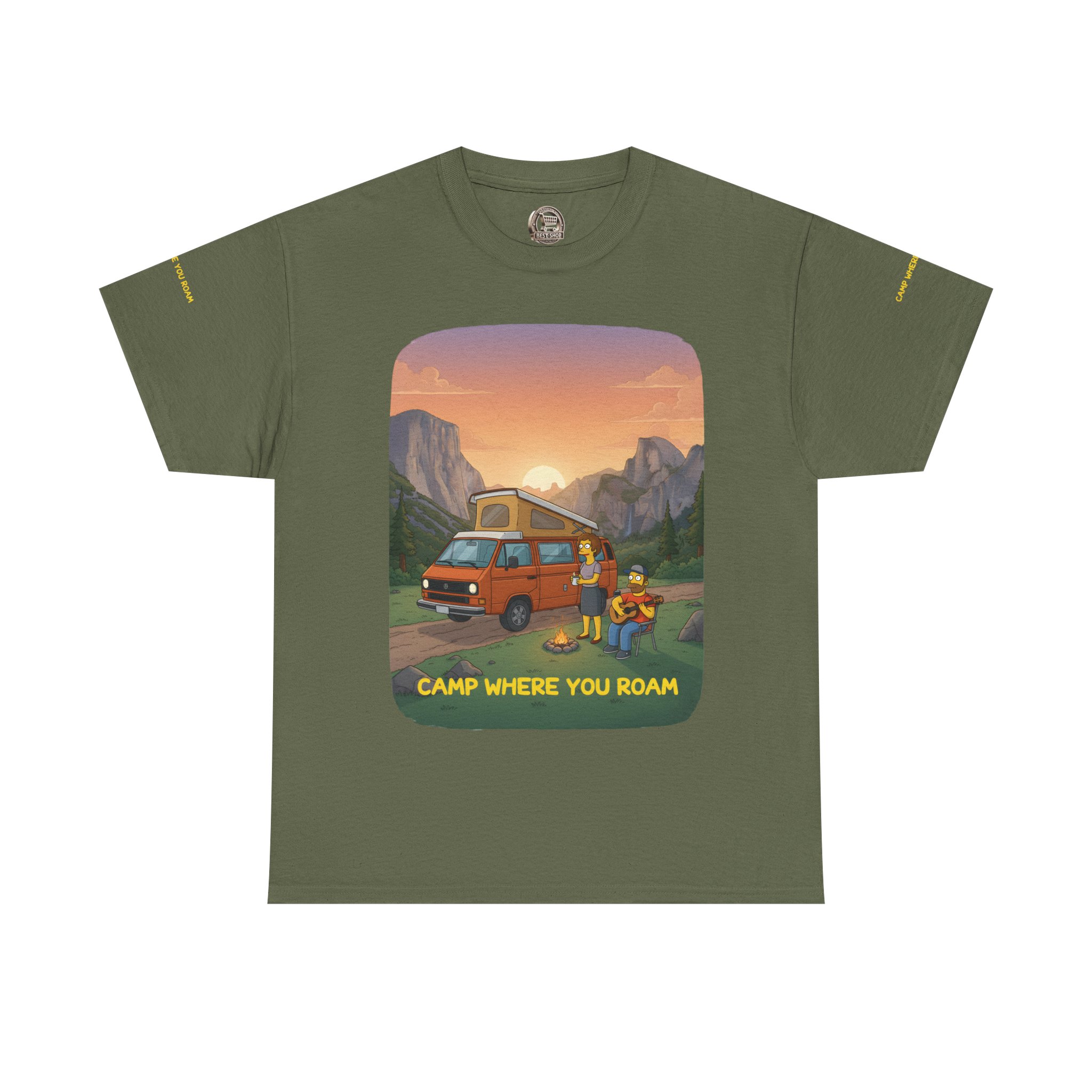 Unisex Heavy Cotton Tee — "Camp Where You Roam" Design Sitcom-Line