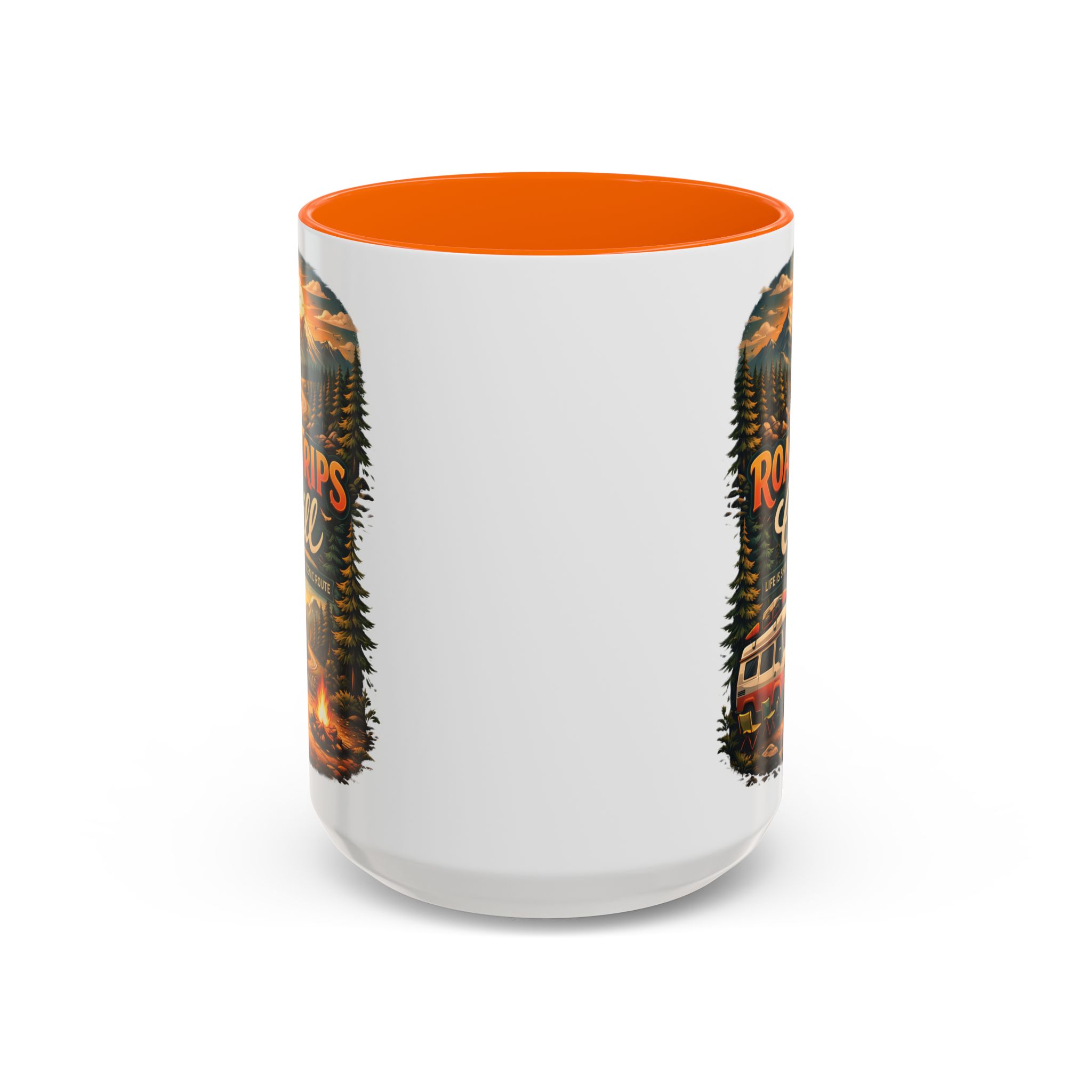 Accent Coffee Mug (11, 15oz) — "Road Trips & Chill" Design Scenic-Line