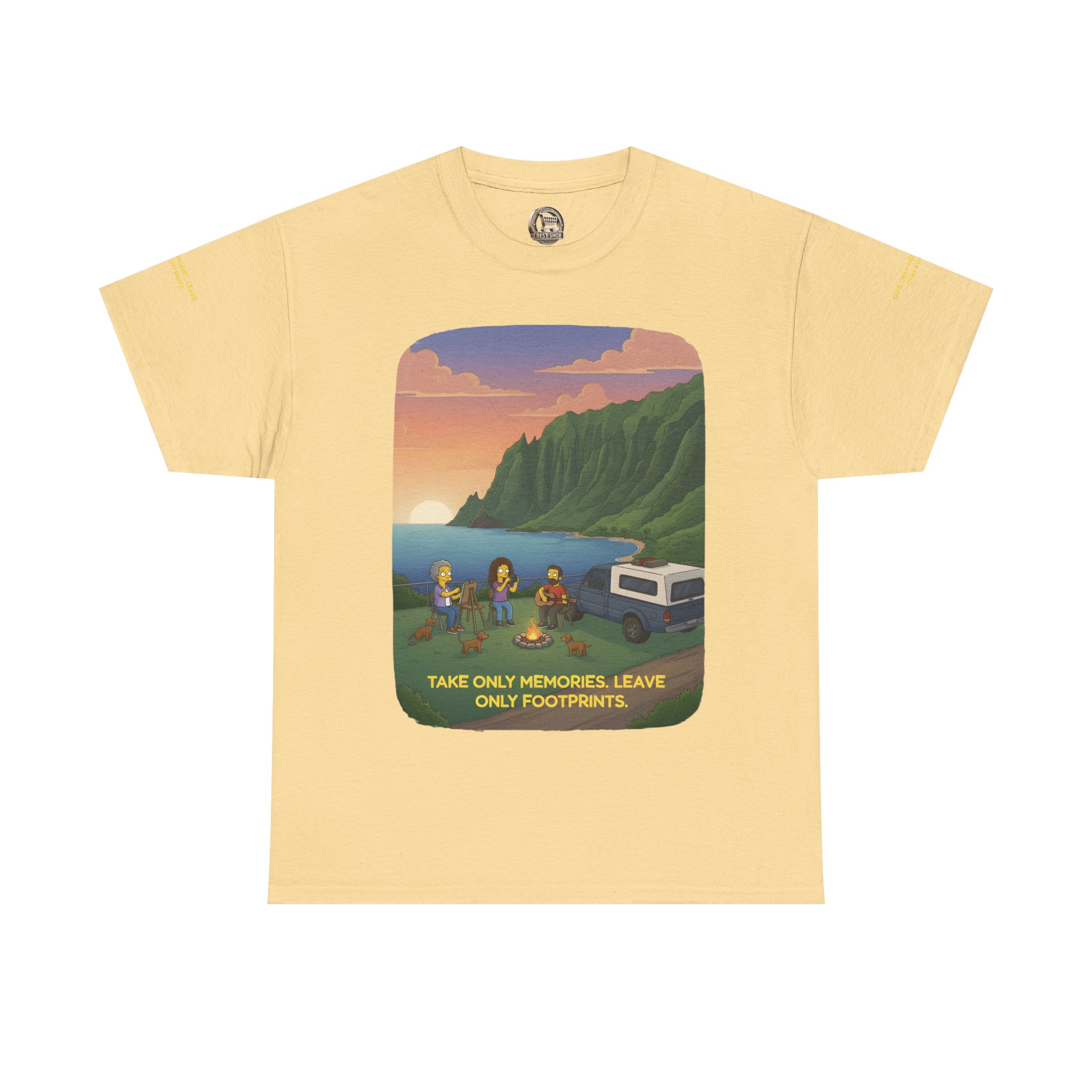 Unisex Heavy Cotton Tee — "Take Only Memories-Leave Only Footprints" Design Sitcom-Line
