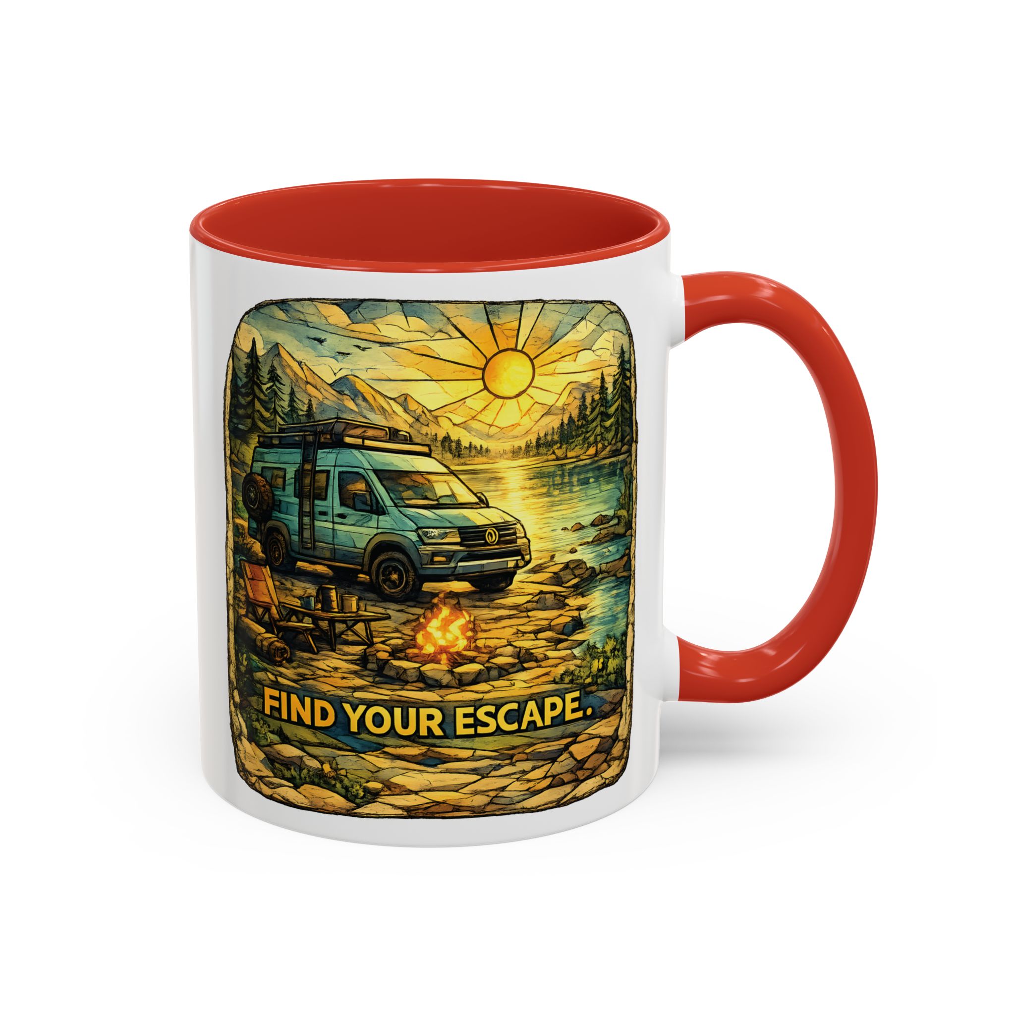 700792421602595203_2048.jpeg Accent Coffee Mug (11, 15oz) — "Find Your Escape" Design Cubic-Line