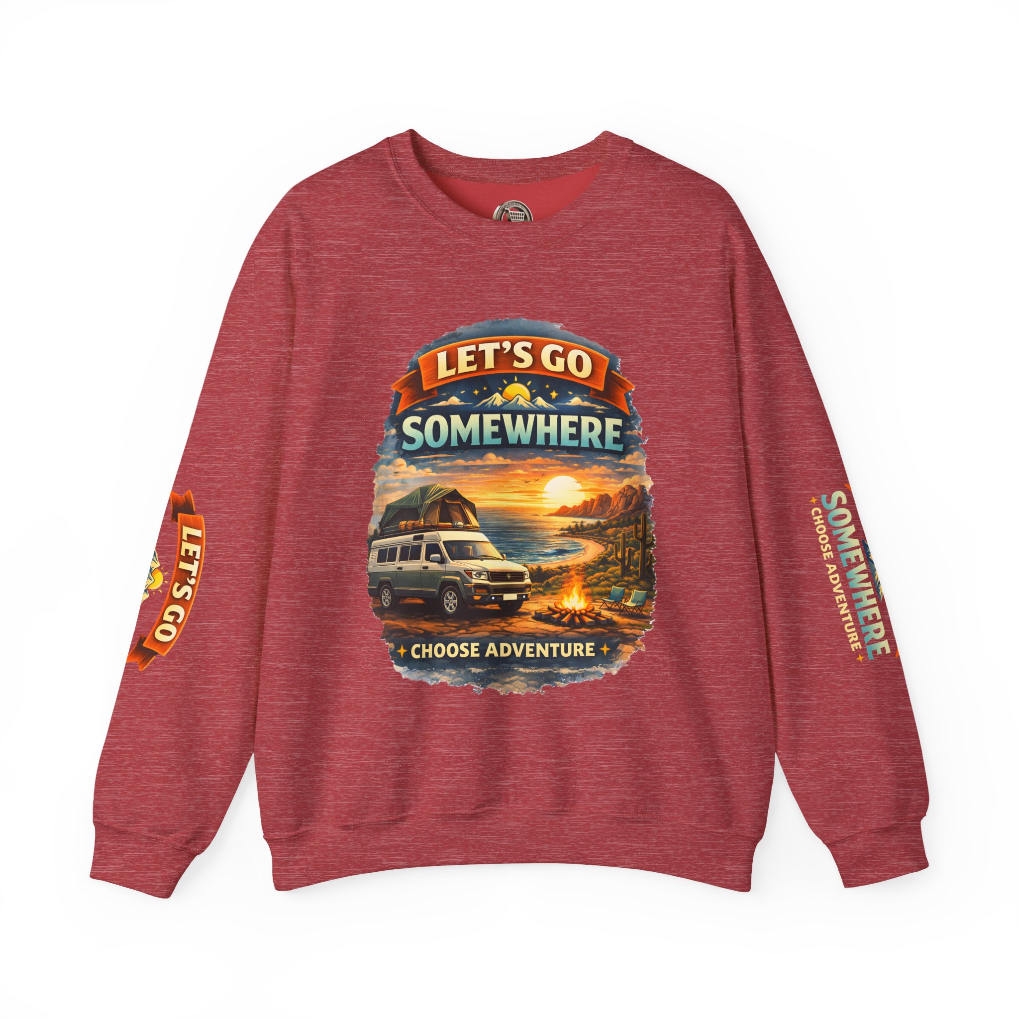 Unisex Heavy Blend™ Crewneck Sweatshirt — "Lets Go Somewhere" Design Scenic-Line