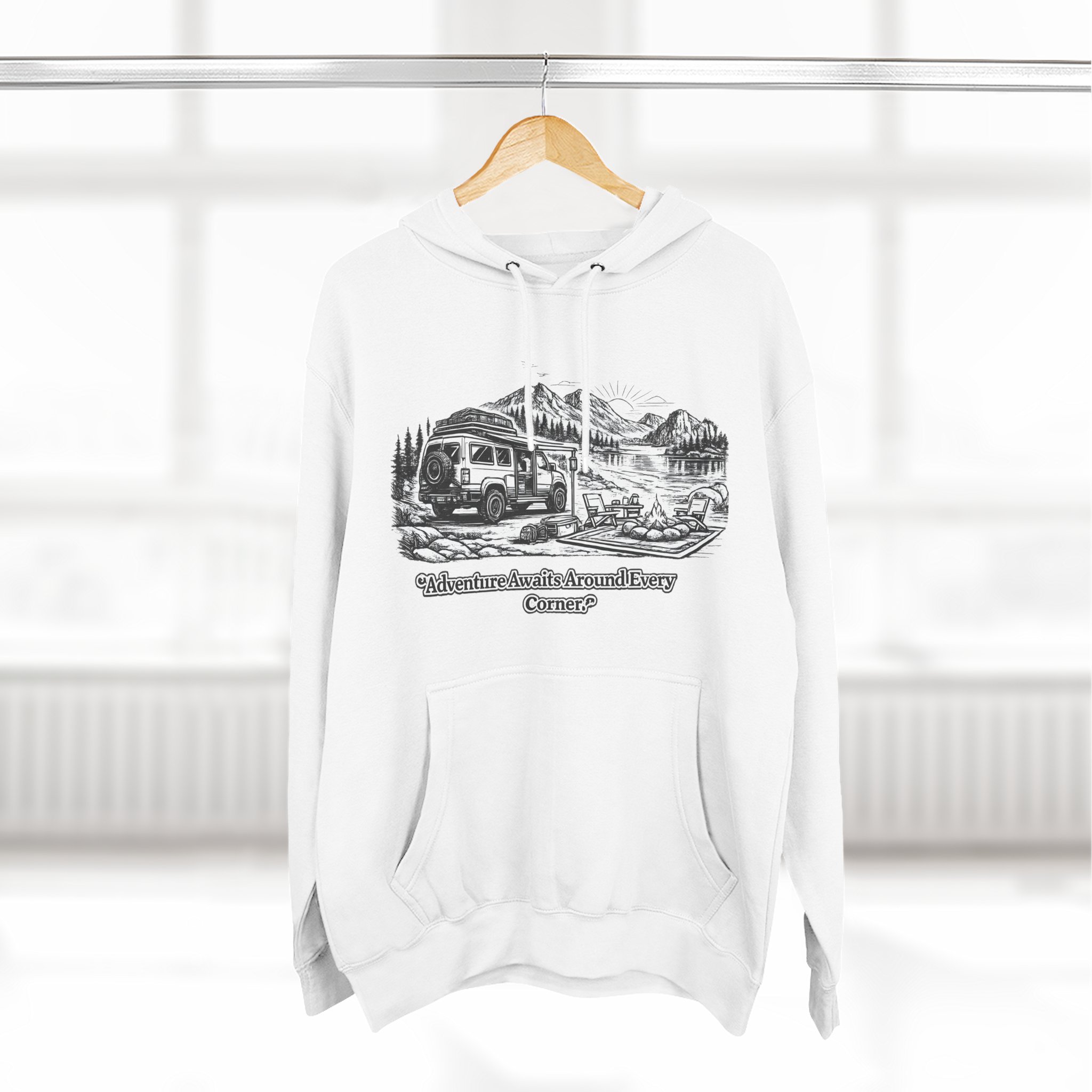 7014077693087742772_2048.jpeg Three-Panel Fleece Hoodie - "Adventure Awaits Around Every Corner" Design Minimal-Line