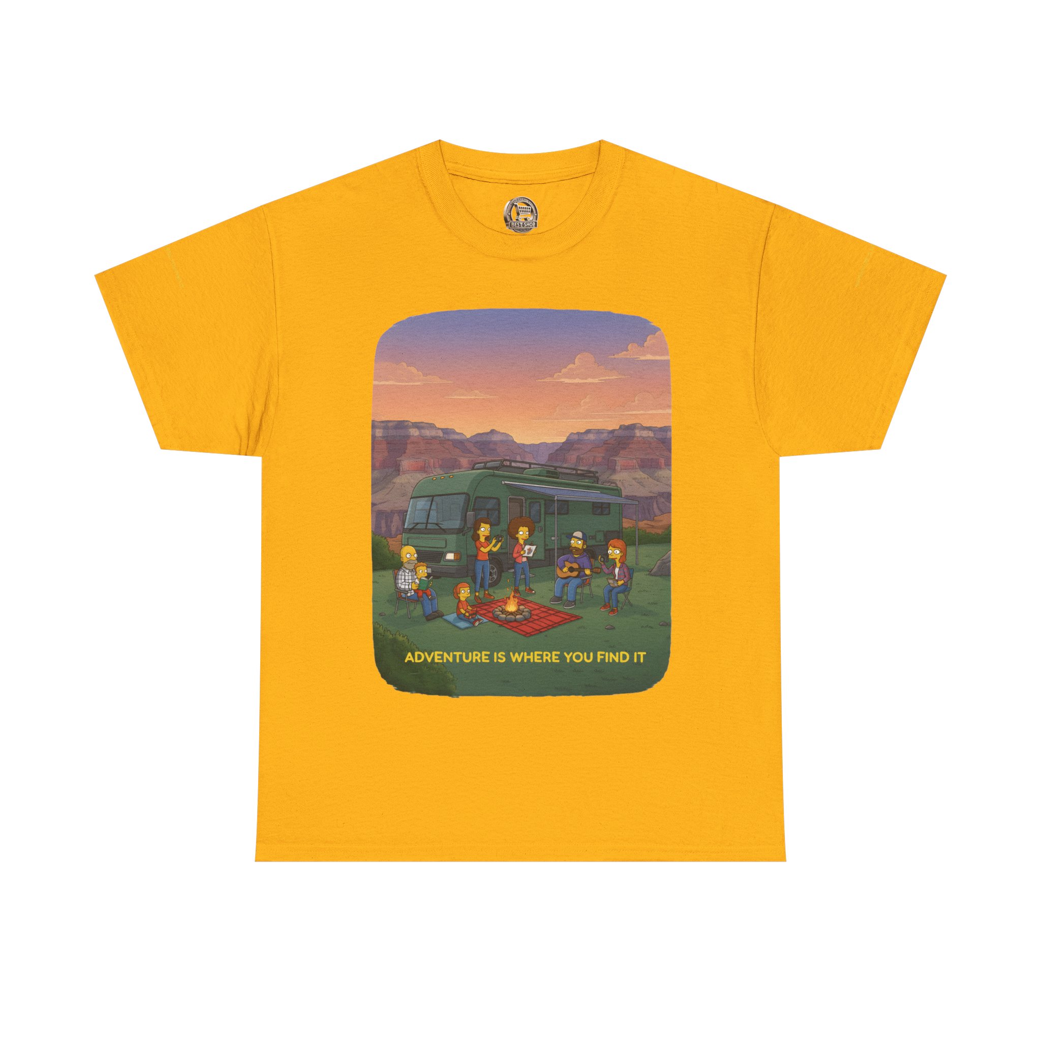 Unisex Heavy Cotton Tee — "Adventure Is Where You Find It" Design Sitcom-Line