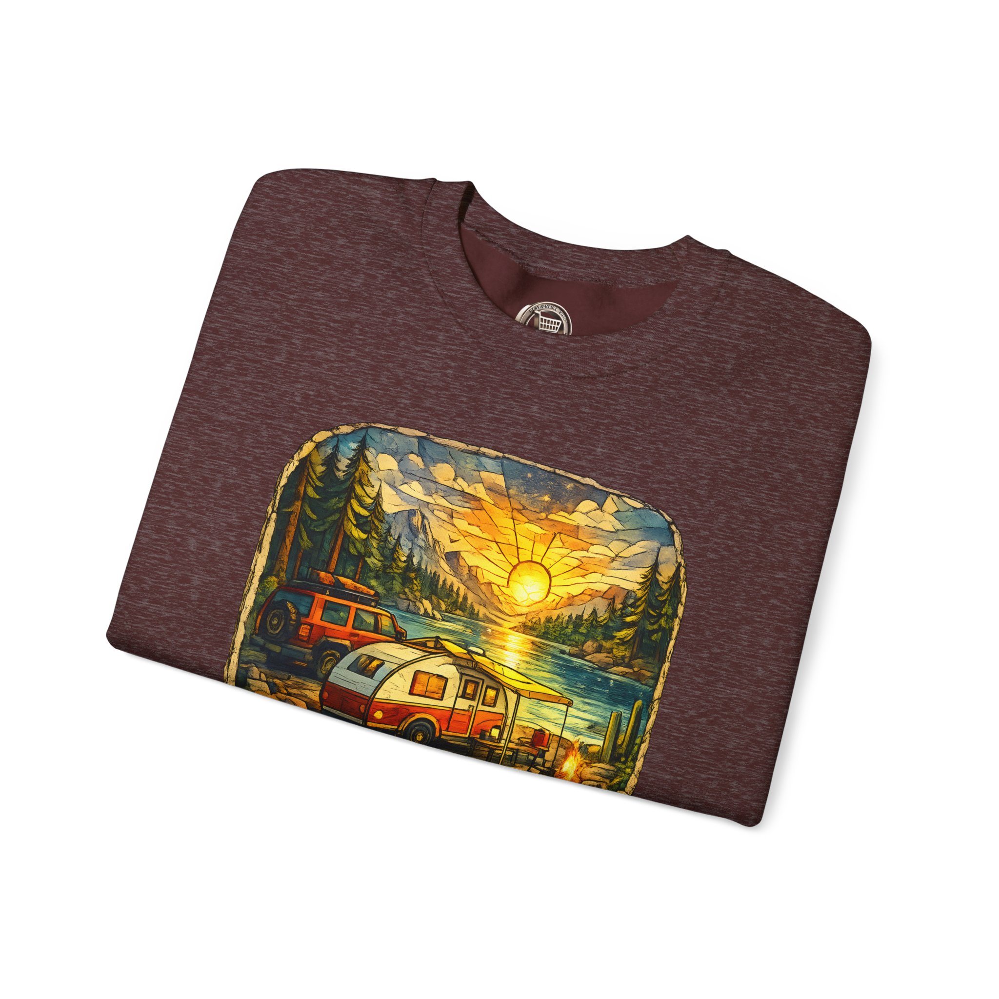 Unisex Heavy Blend™ Crewneck Sweatshirt — "Find Peace In Wild Places" Design Cubic-Line