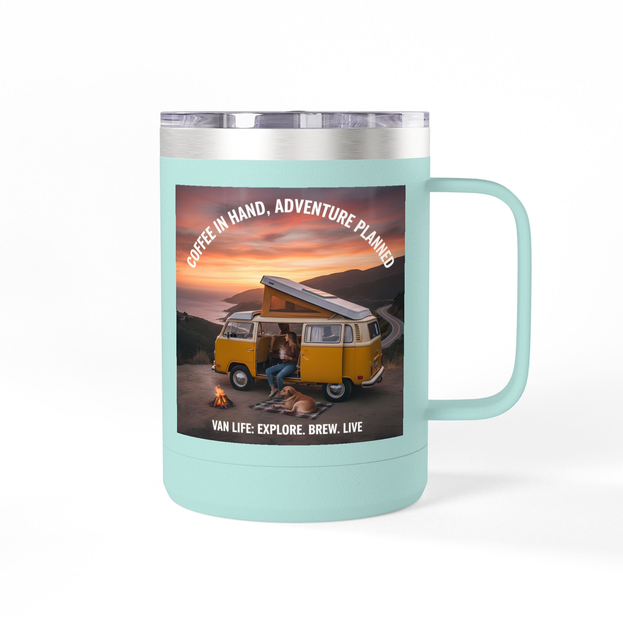 Coffee Mug Tumbler, 15oz — "Coffee in Hand, Adventure Planned"