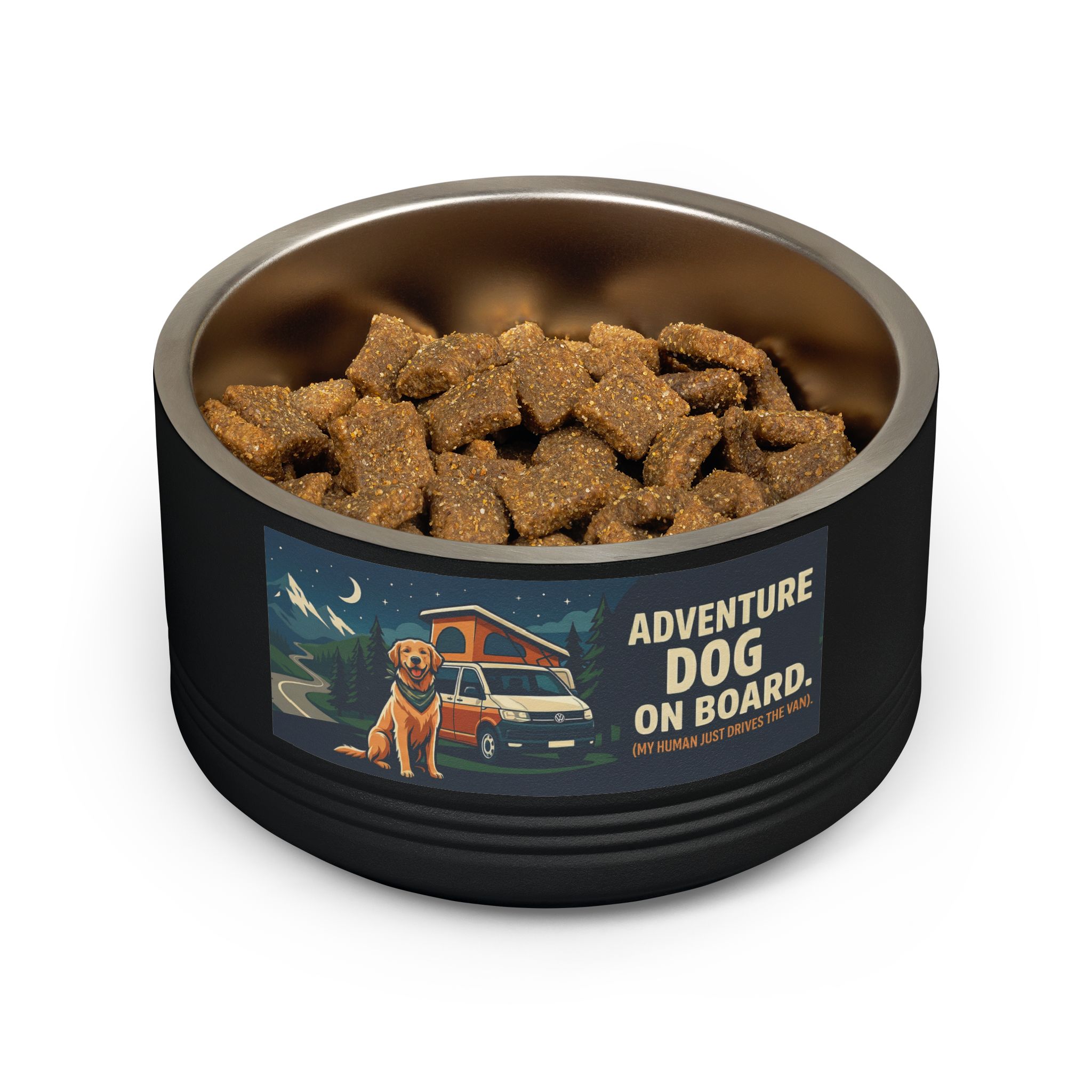 Pet Bowl — "Adventure Dog On Board " 18oz Camper & Hiking Dog Travel Bowl