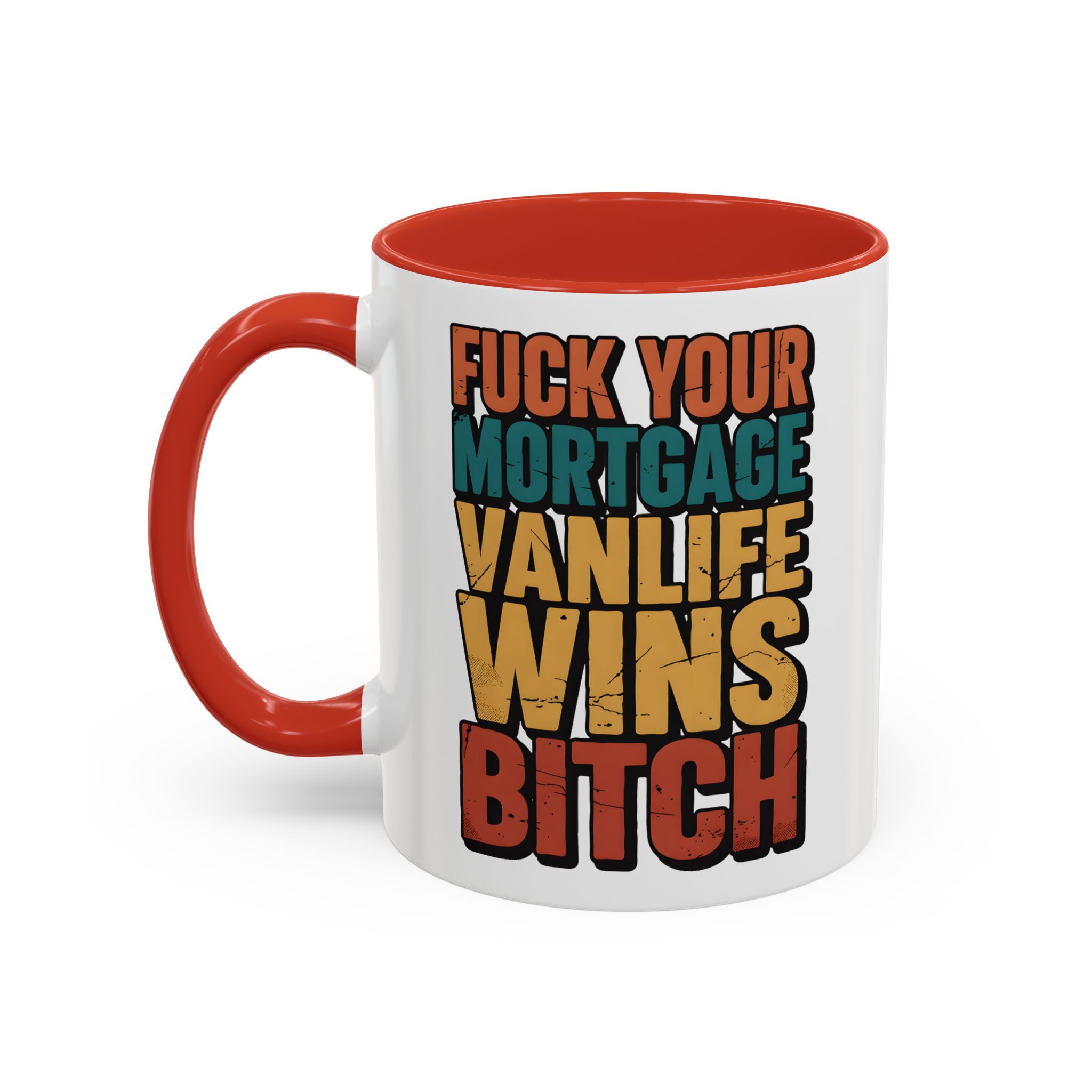 Accent Coffee Mug (11, 15oz) — "Fuck Your Mortgage" Design F**K-Line
