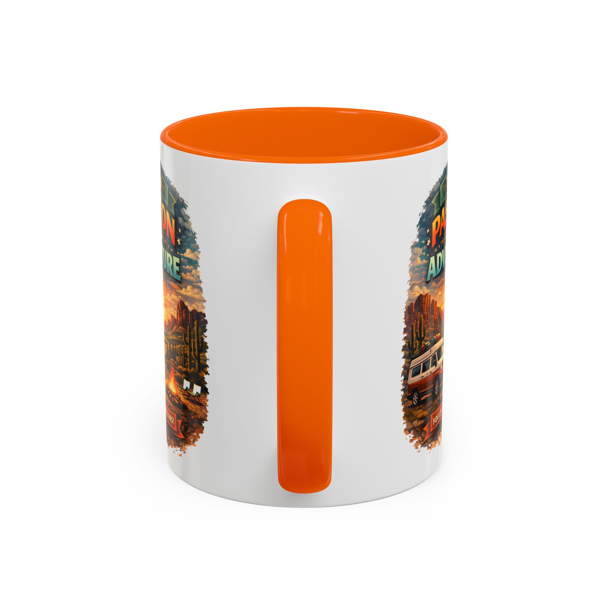 Accent Coffee Mug (11, 15oz) — "Turn Passion Into Adventure" Design Scenic-Line