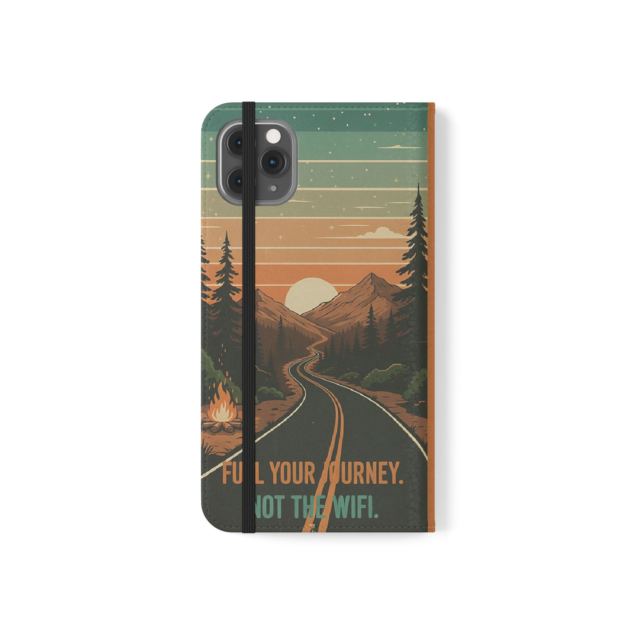 Flip Phone Case — "Adventure Awaits Unplug & Drive" Wallet Case