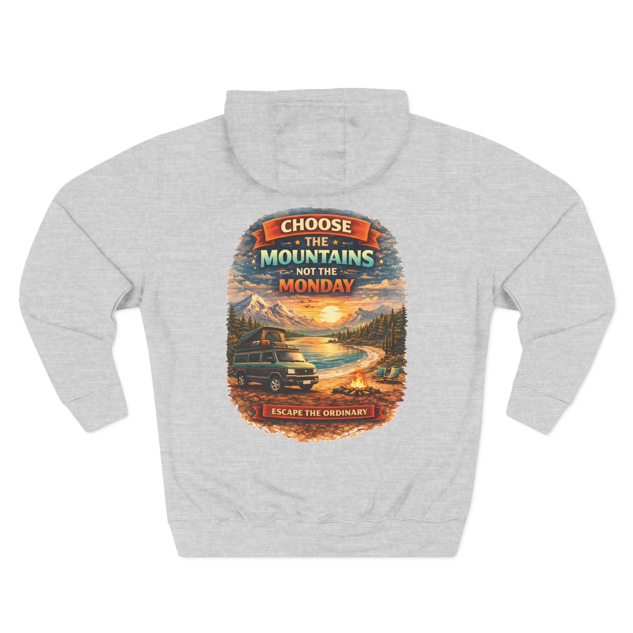 Three-Panel Fleece Hoodie - "Choose The Mountens" Design Scenic-Line