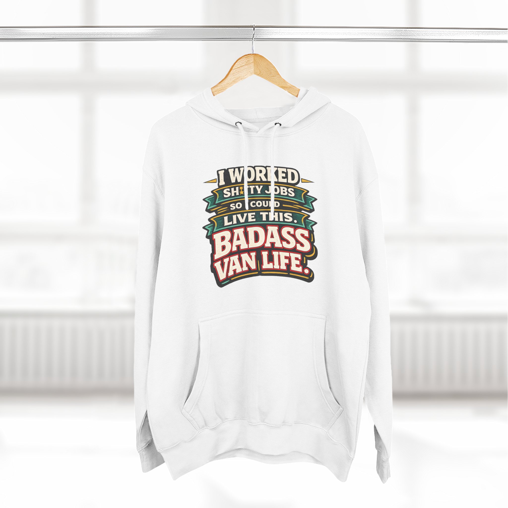 Three-Panel Fleece Hoodie - "I Worked Shitty Jobs" Design F**K-Line