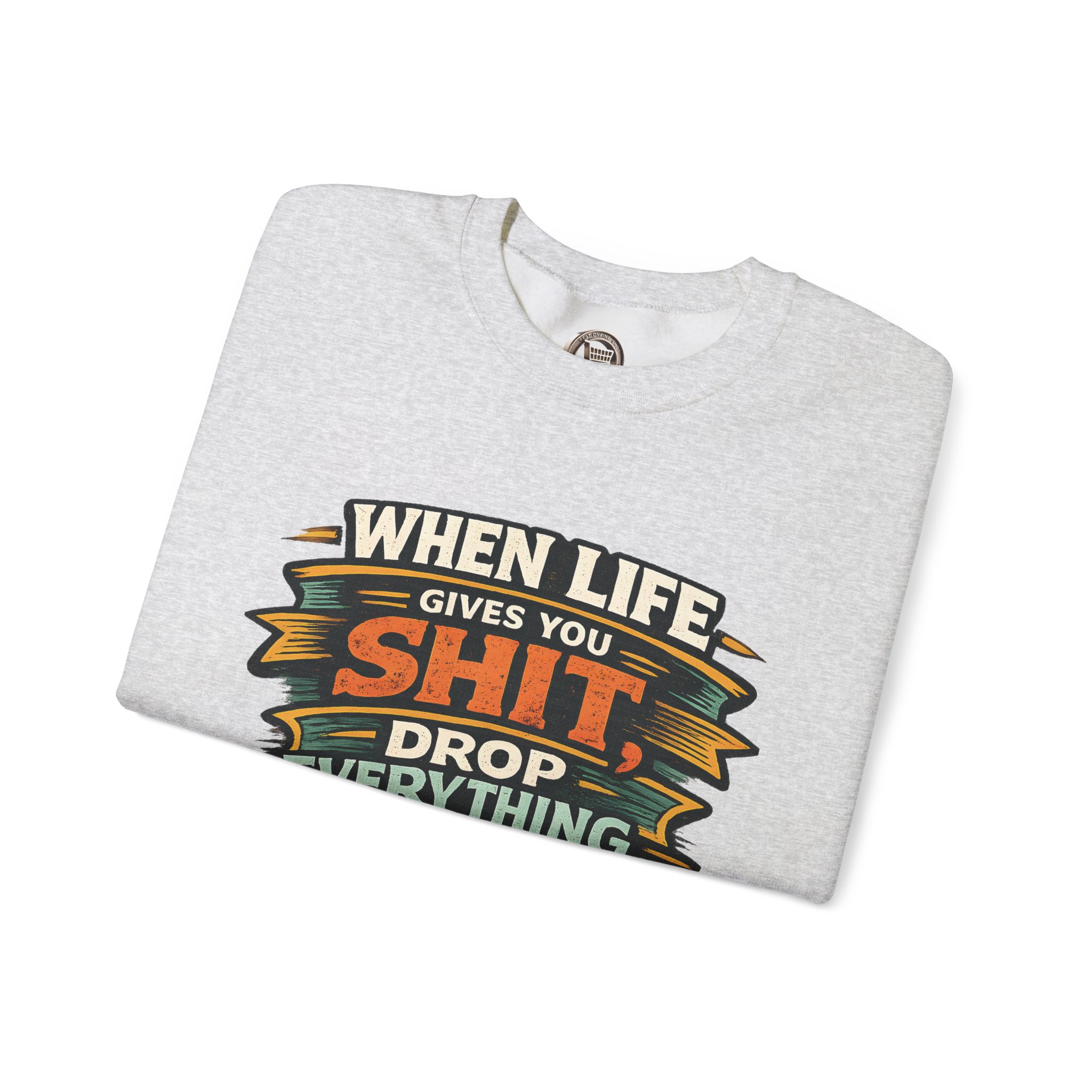 Unisex Heavy Blend™ Crewneck Sweatshirt — "When Live Gives You Shit" Design F**K-Line