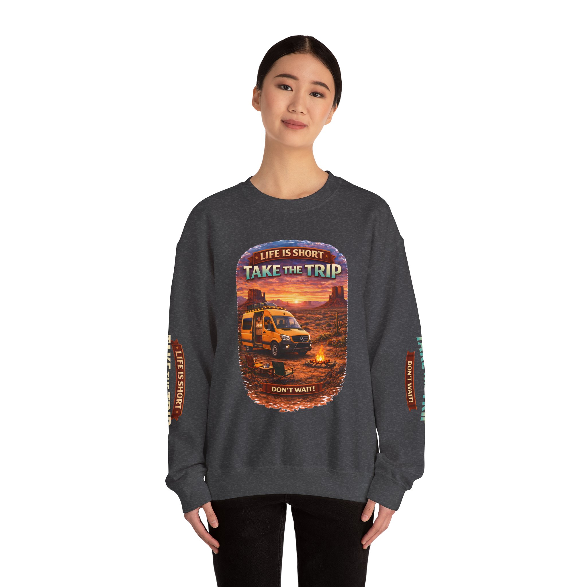 7032261377994747698_2048.jpeg Unisex Heavy Blend™ Crewneck Sweatshirt — "Life Is To Short-Take The Trip" Design Scenic-Line
