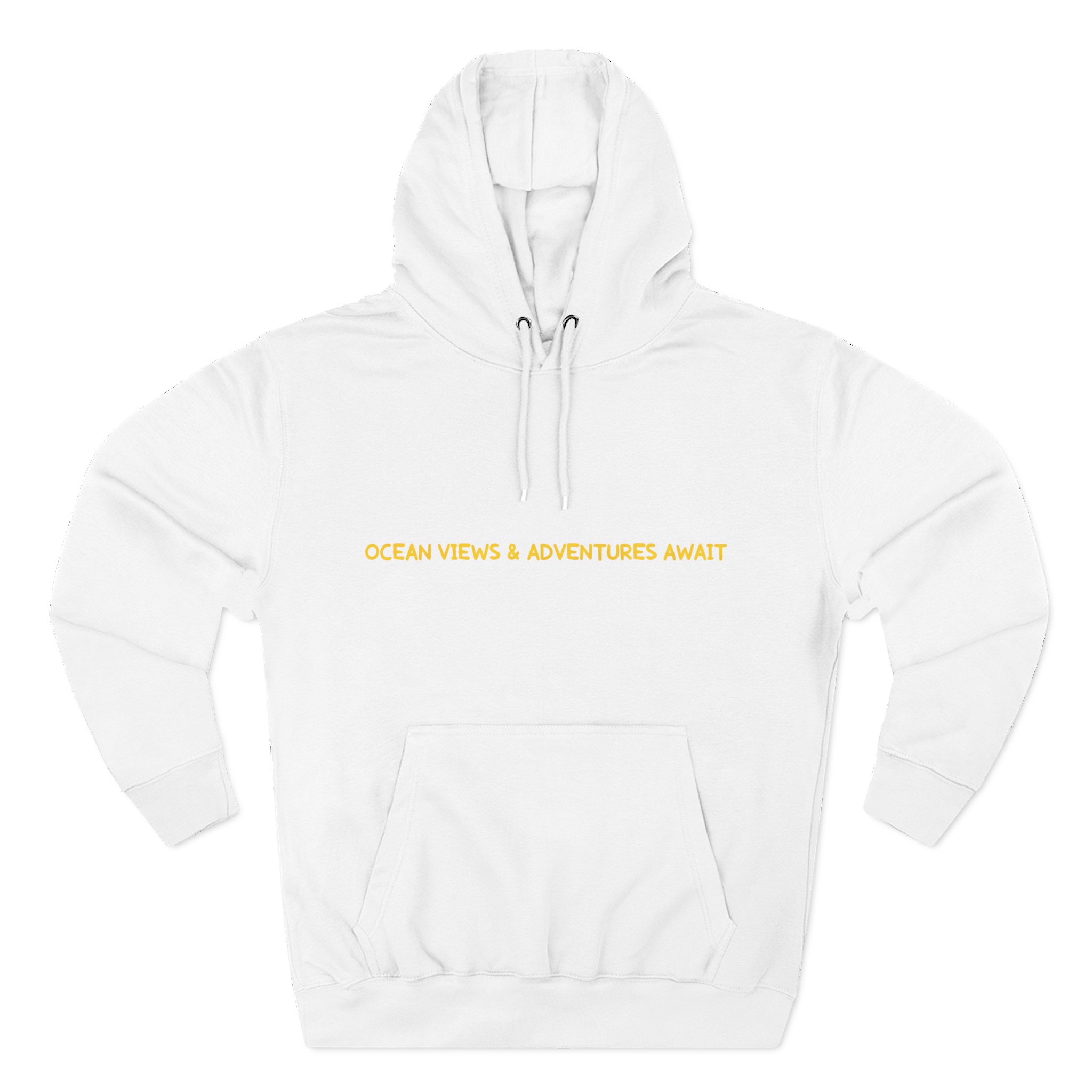 Three-Panel Fleece Hoodie - "Ocean Views-Adventures Awaits" Design Sitcom-Line