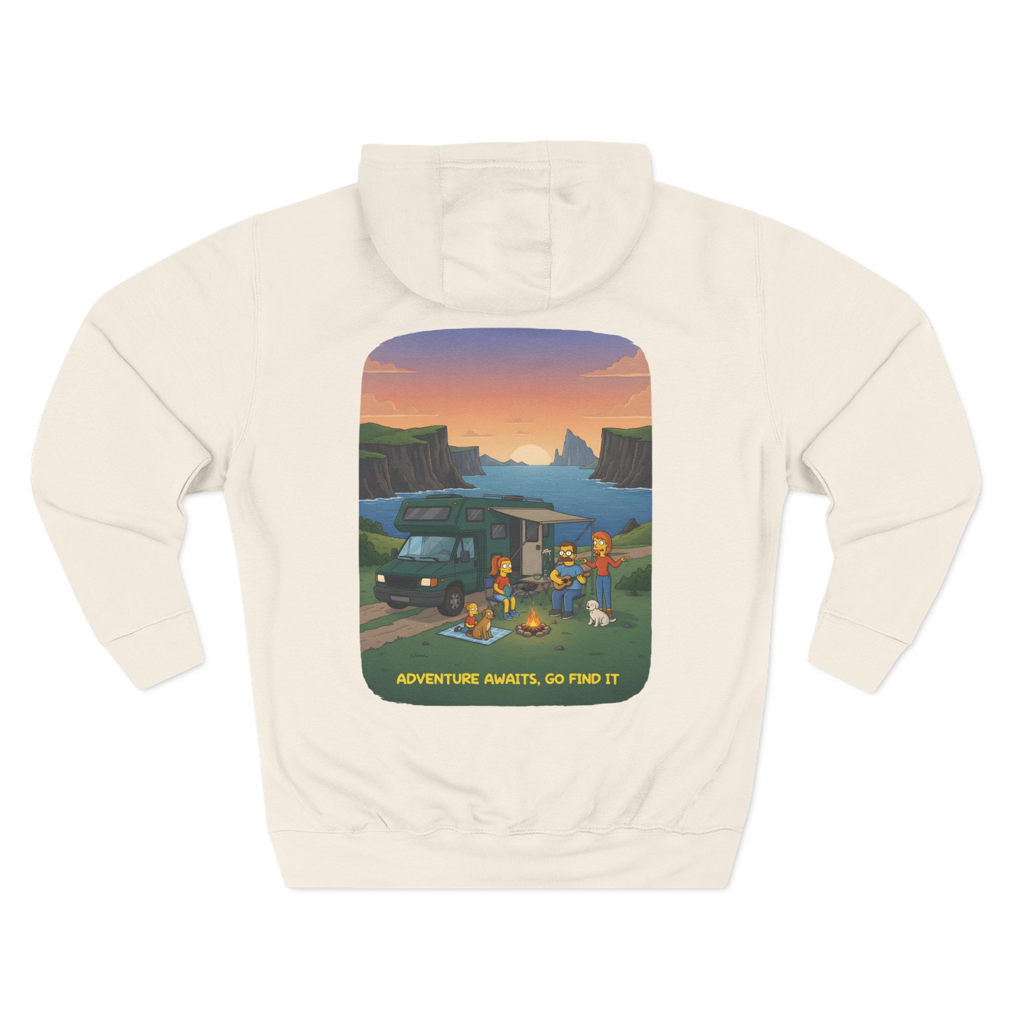 Three-Panel Fleece Hoodie - "Adventure Awaits-Go Find It"" Design Sitcom-Line