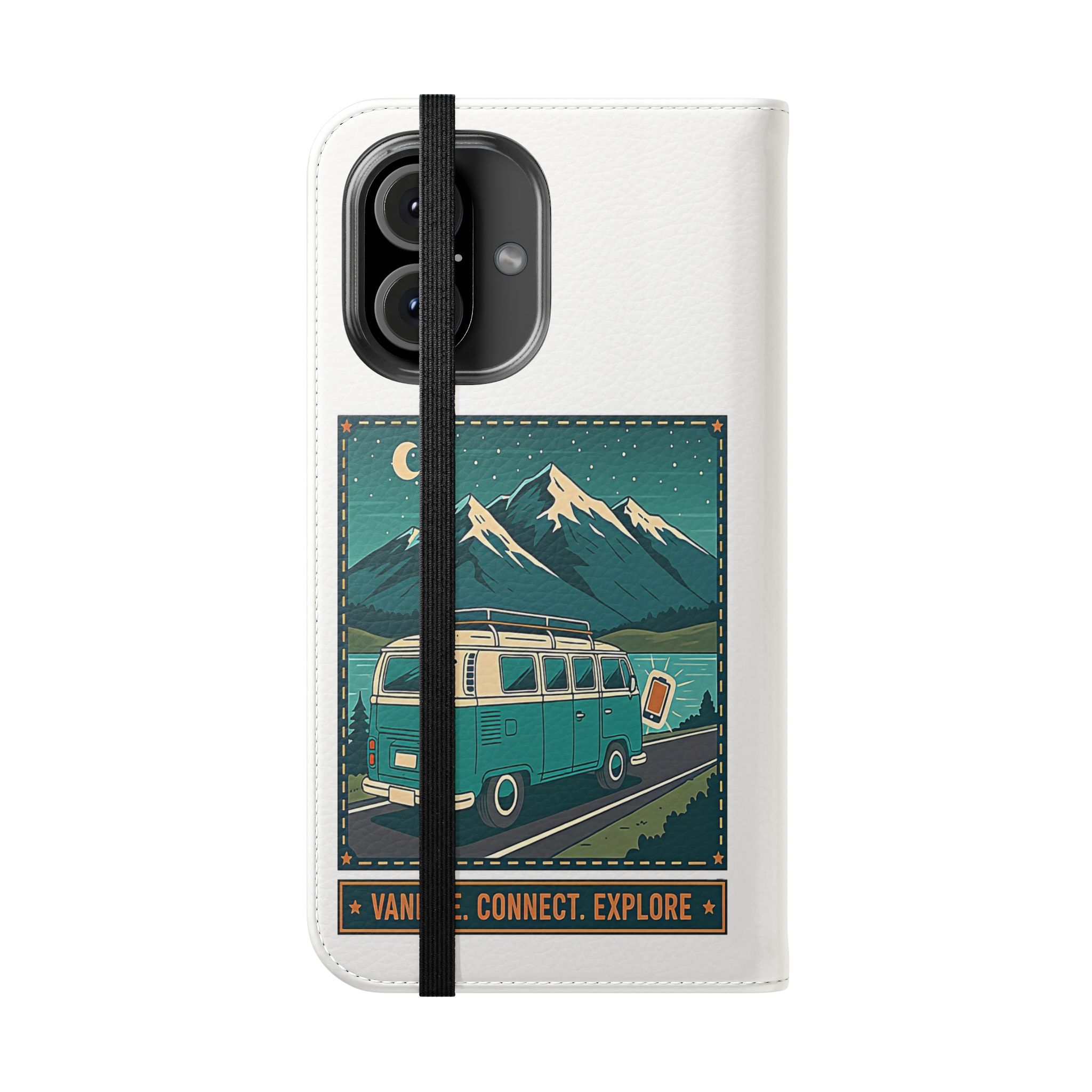 Flip Phone Case — “WiFi Where the Roam Is” Vanlife Wallet Case